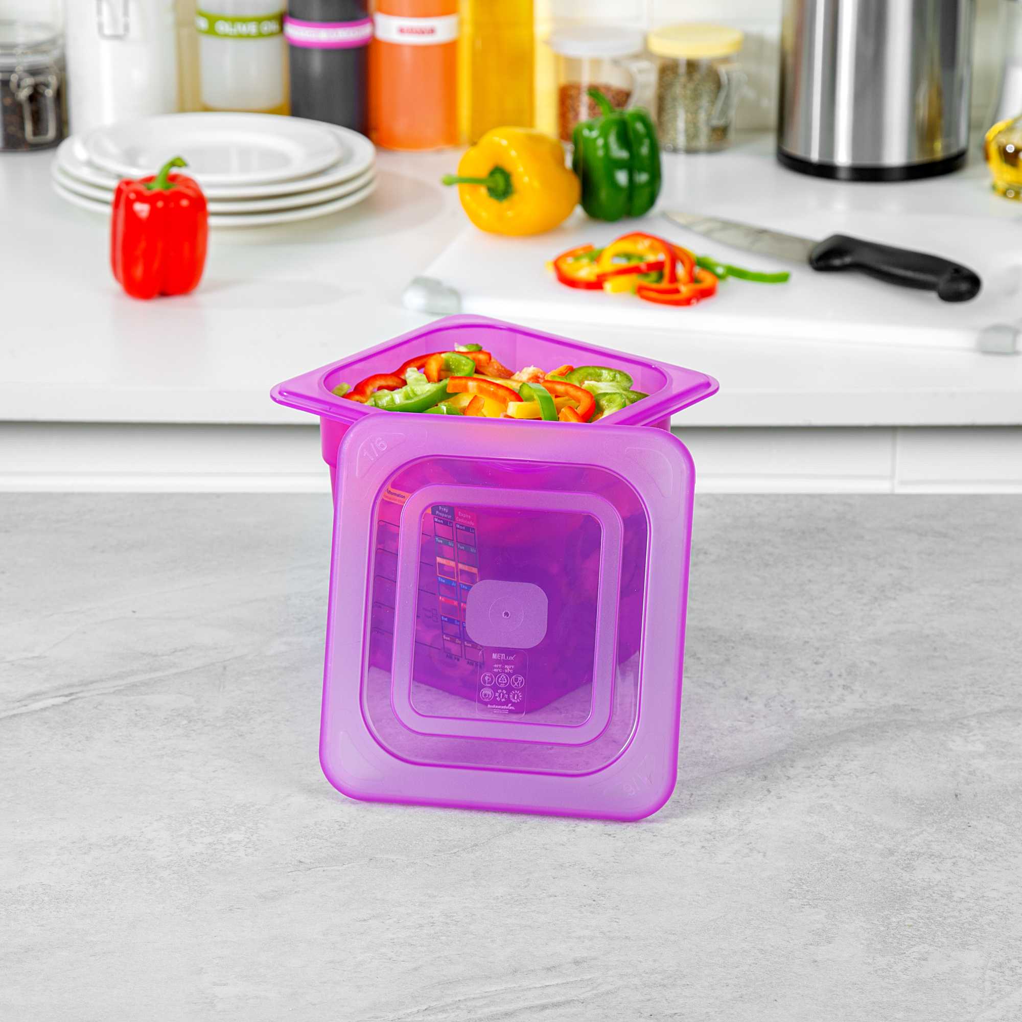 Met Lux Purple Allergen-Free Polypropylene Lid - Fits 1/6 Size Food Pan - 10 count box