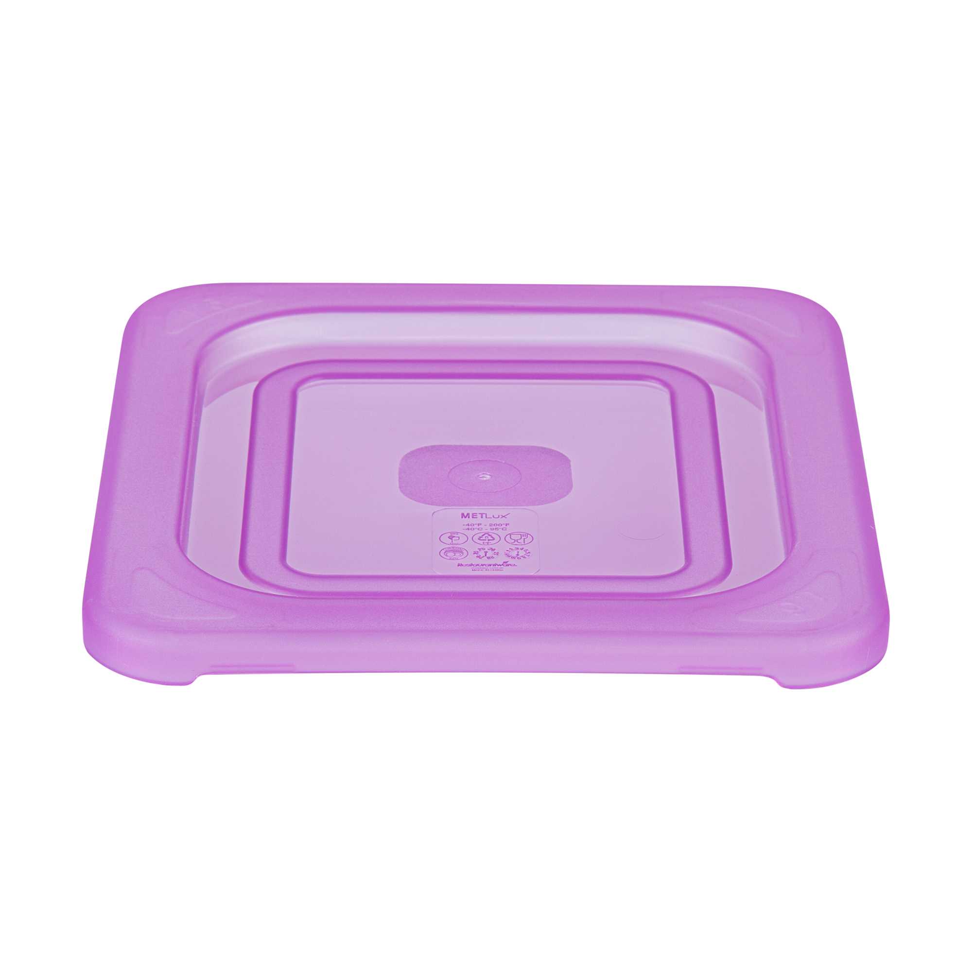 Met Lux Purple Allergen-Free Polypropylene Lid - Fits 1/6 Size Food Pan - 10 count box