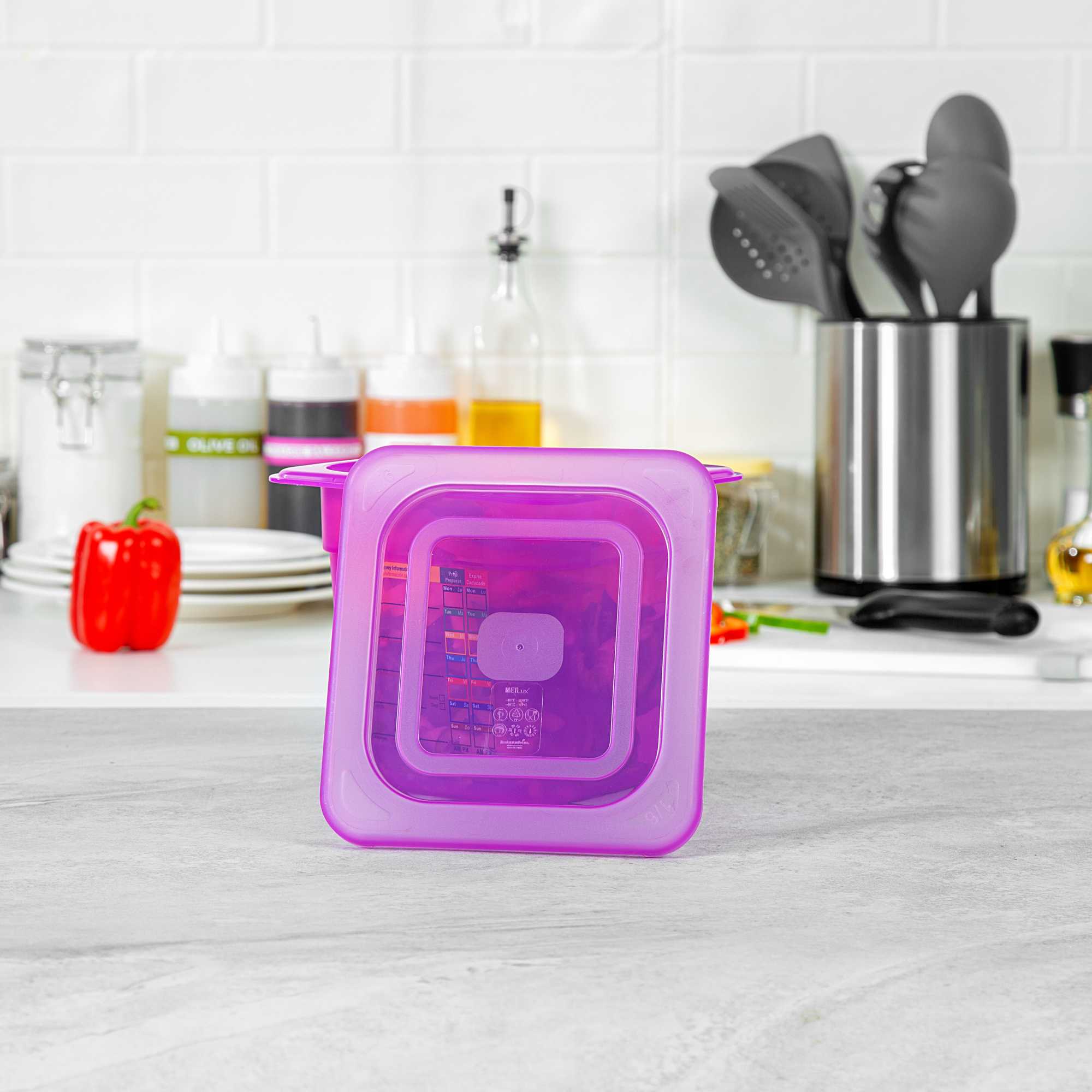 Met Lux Purple Allergen-Free Polypropylene Lid - Fits 1/6 Size Food Pan - 10 count box