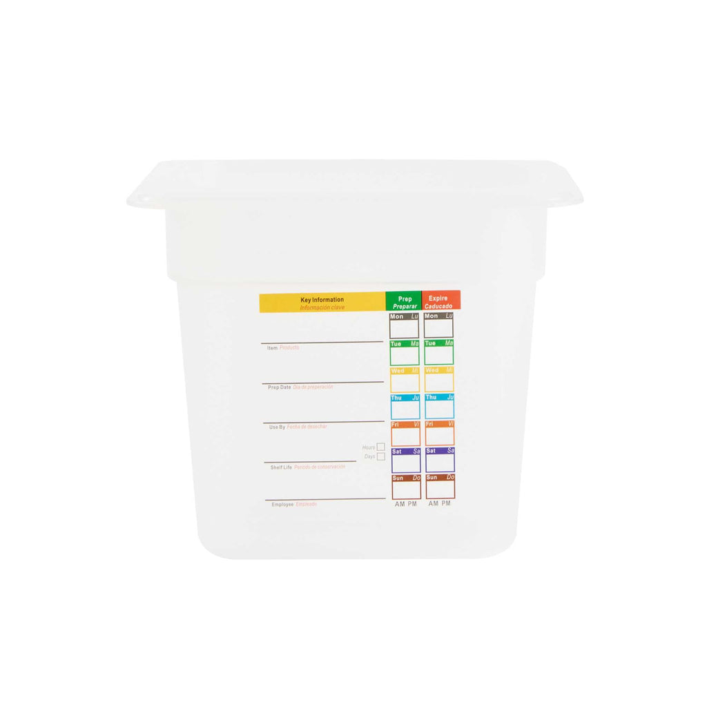 Met Lux Rectangle White Polypropylene 1/9 Size Food Pan - 6" Deep, with Label - 1 count box