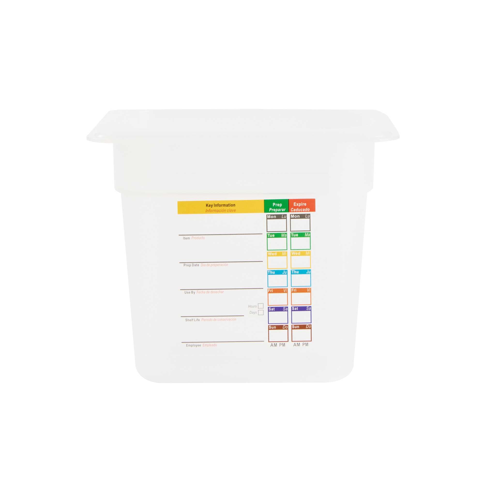 Met Lux Rectangle White Polypropylene 1/9 Size Food Pan - 6" Deep, with Label - 1 count box