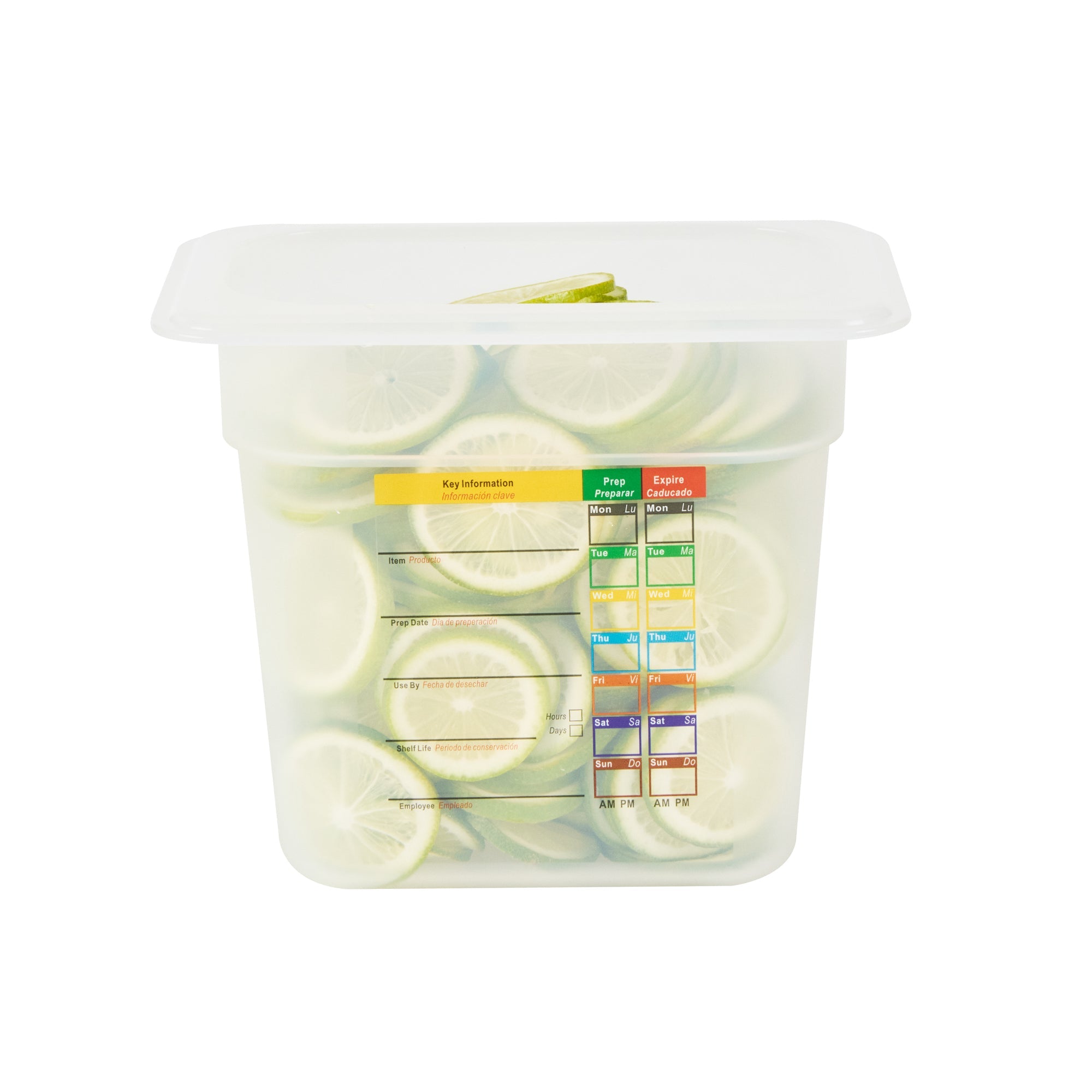 Met Lux Rectangle White Polypropylene 1/9 Size Food Pan - 6" Deep, with Label - 10 count box