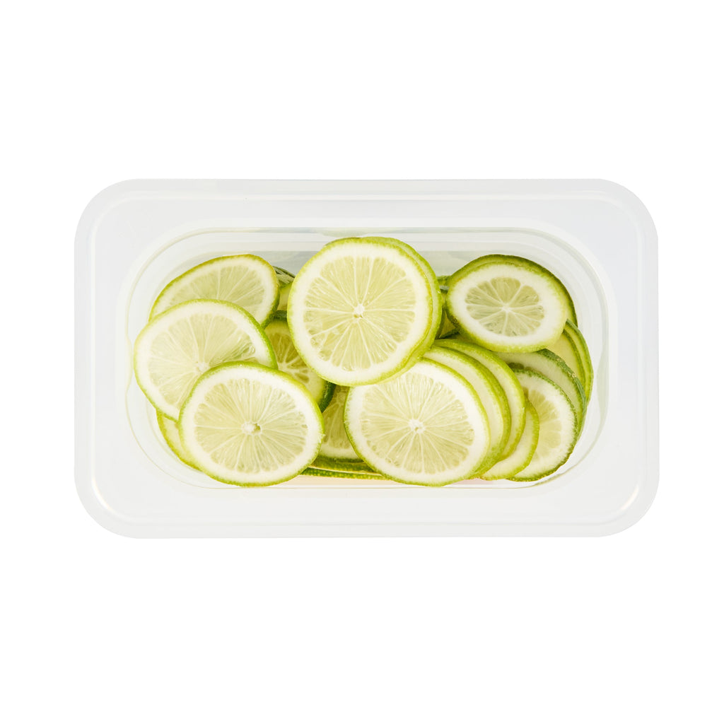 Met Lux Rectangle White Polypropylene 1/9 Size Food Pan - 6" Deep, with Label - 10 count box