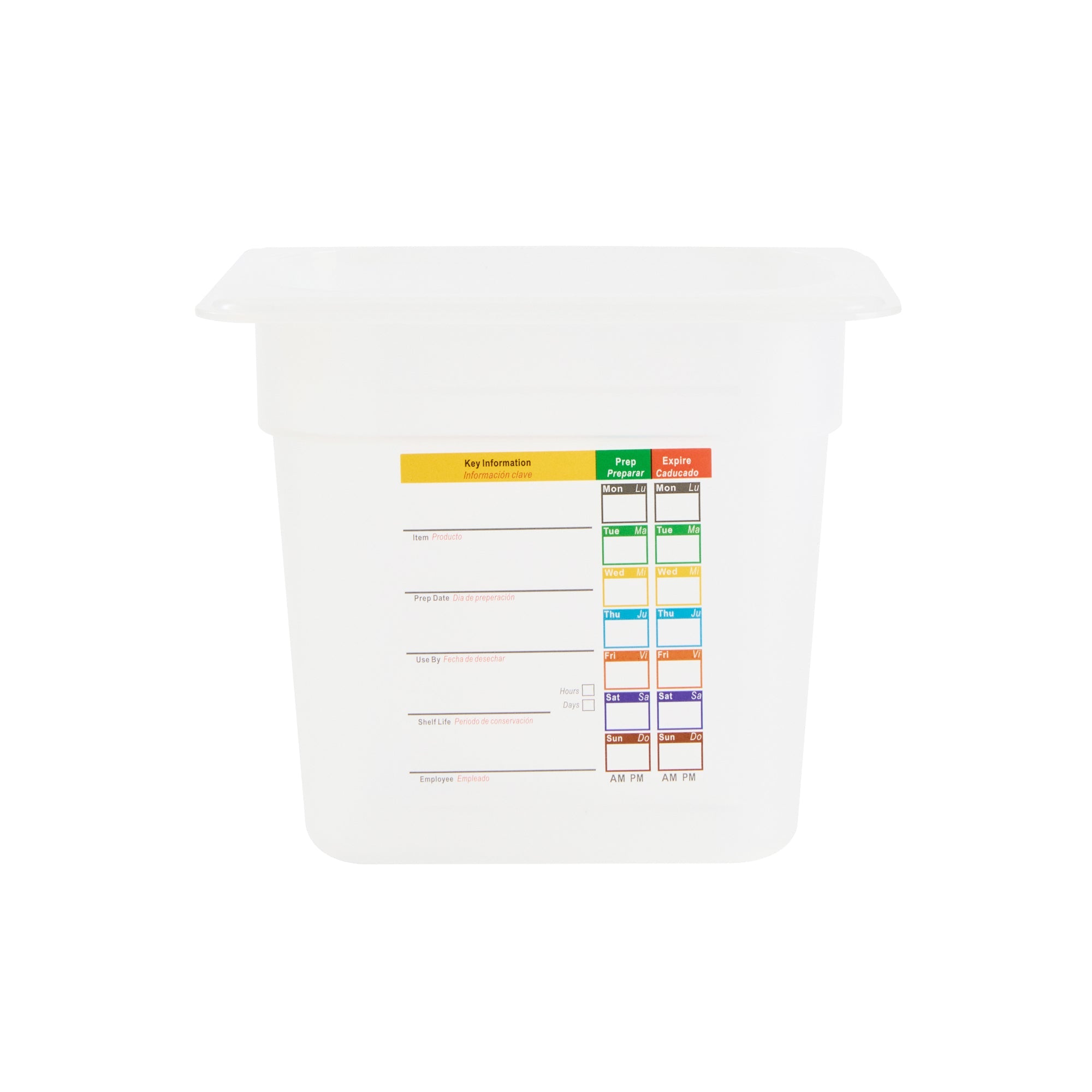 Met Lux Rectangle White Polypropylene 1/9 Size Food Pan - 6" Deep, with Label - 10 count box