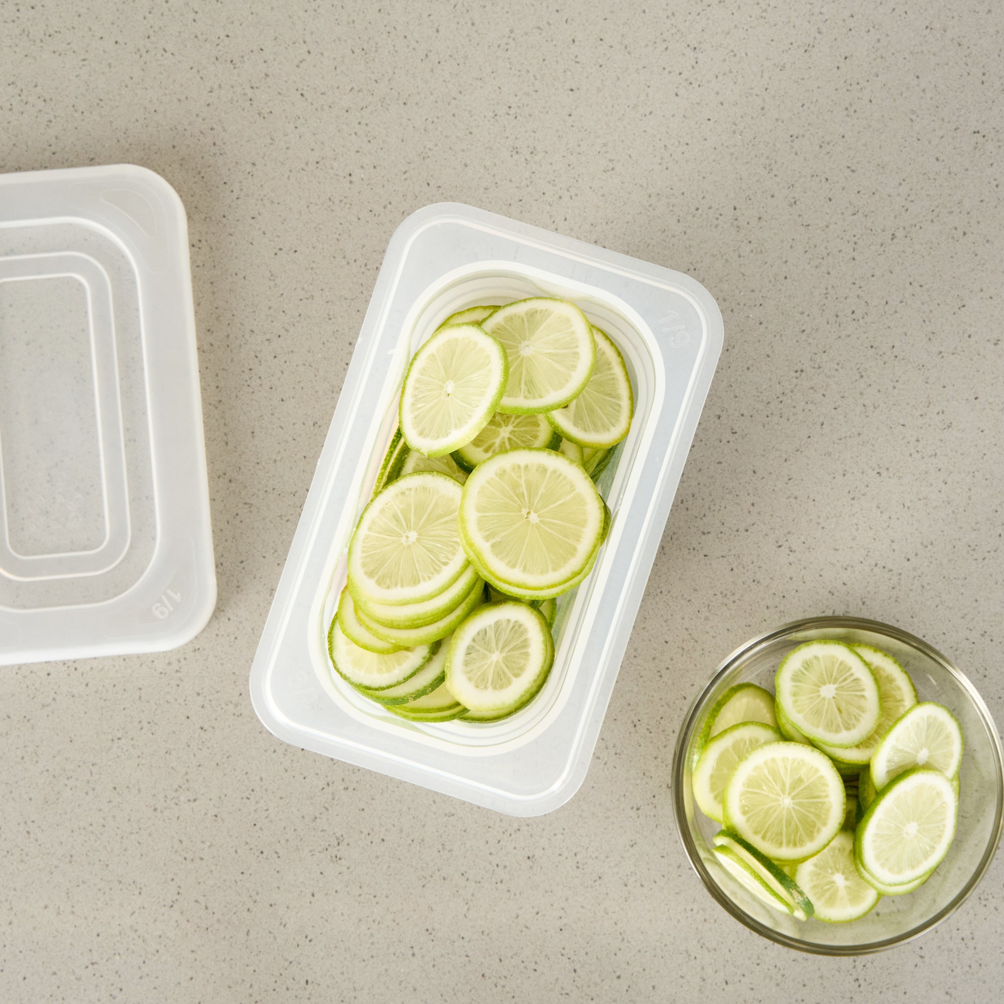 Met Lux Rectangle White Polypropylene 1/9 Size Food Pan - 6" Deep, with Label - 10 count box
