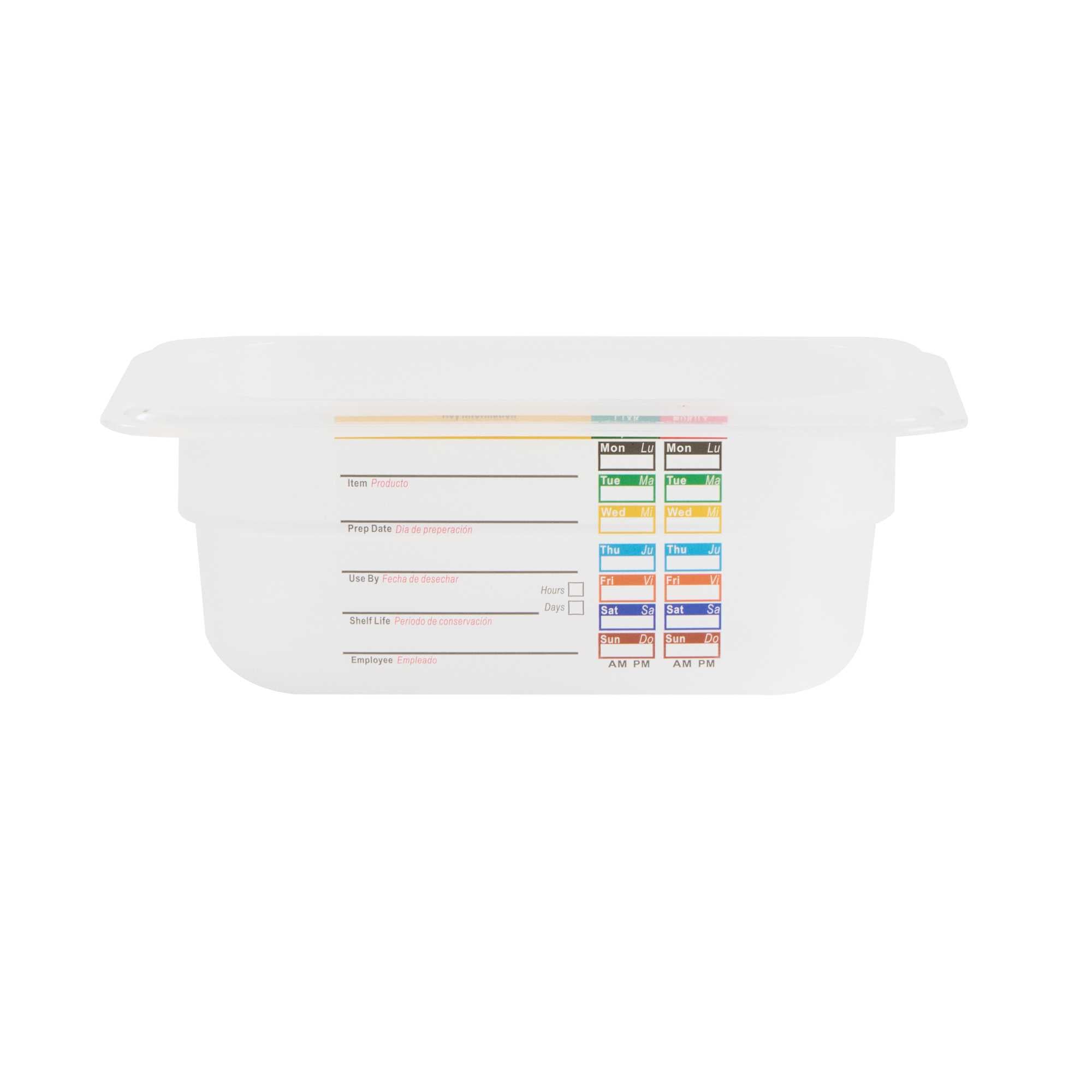 Met Lux Rectangle White Polypropylene 1/9 Size Food Pan - 2.5" Deep, with Label - 1 count box