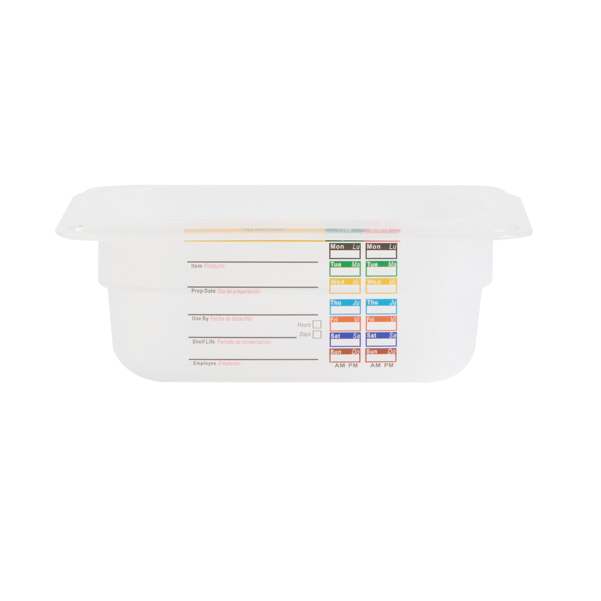 Met Lux Rectangle White Polypropylene 1/9 Size Food Pan - 2.5" Deep, with Label - 10 count box