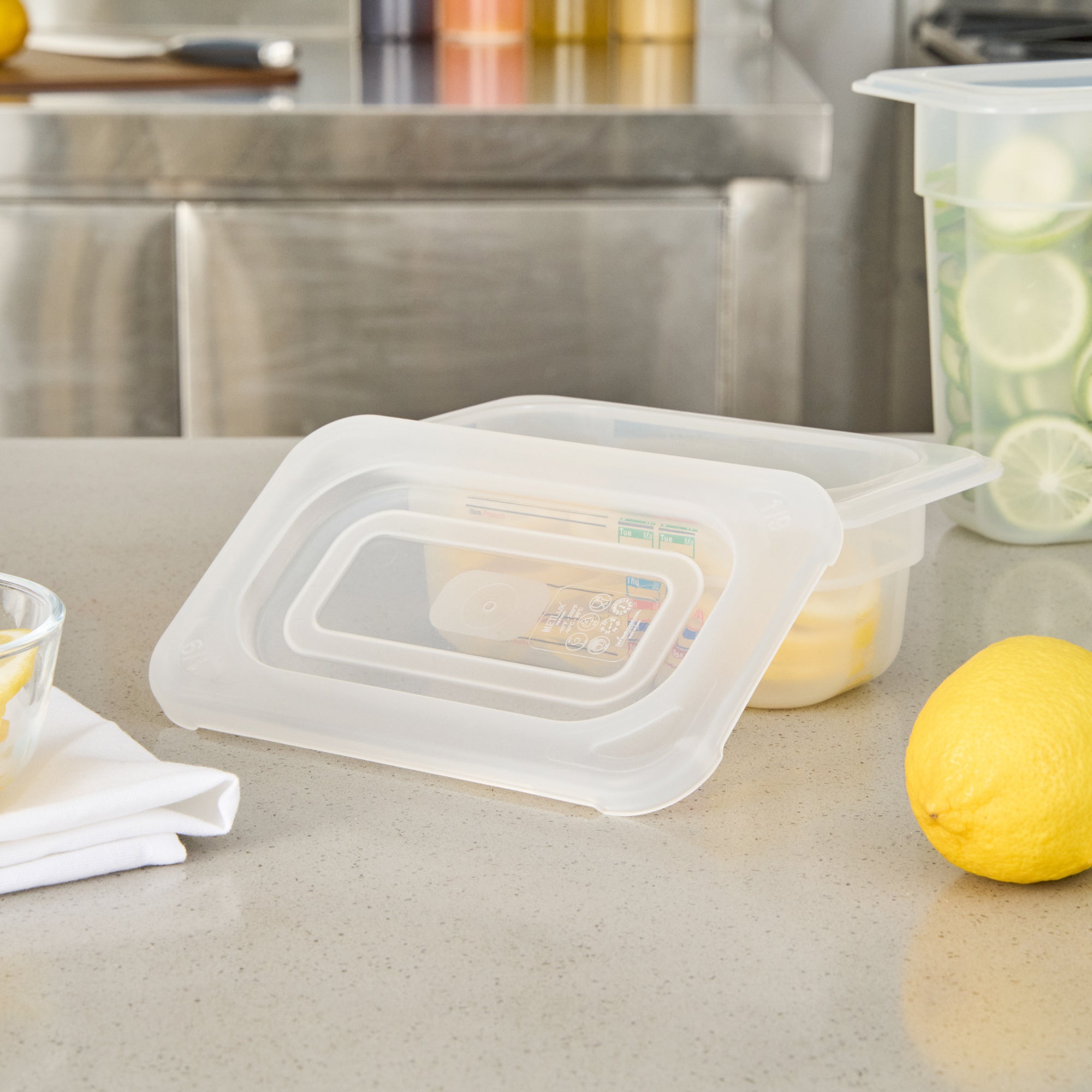 Met Lux Rectangle Clear Polypropylene Lid - Fits 1/9 Size Food Pan - 7" x 4 1/2" - 10 count box