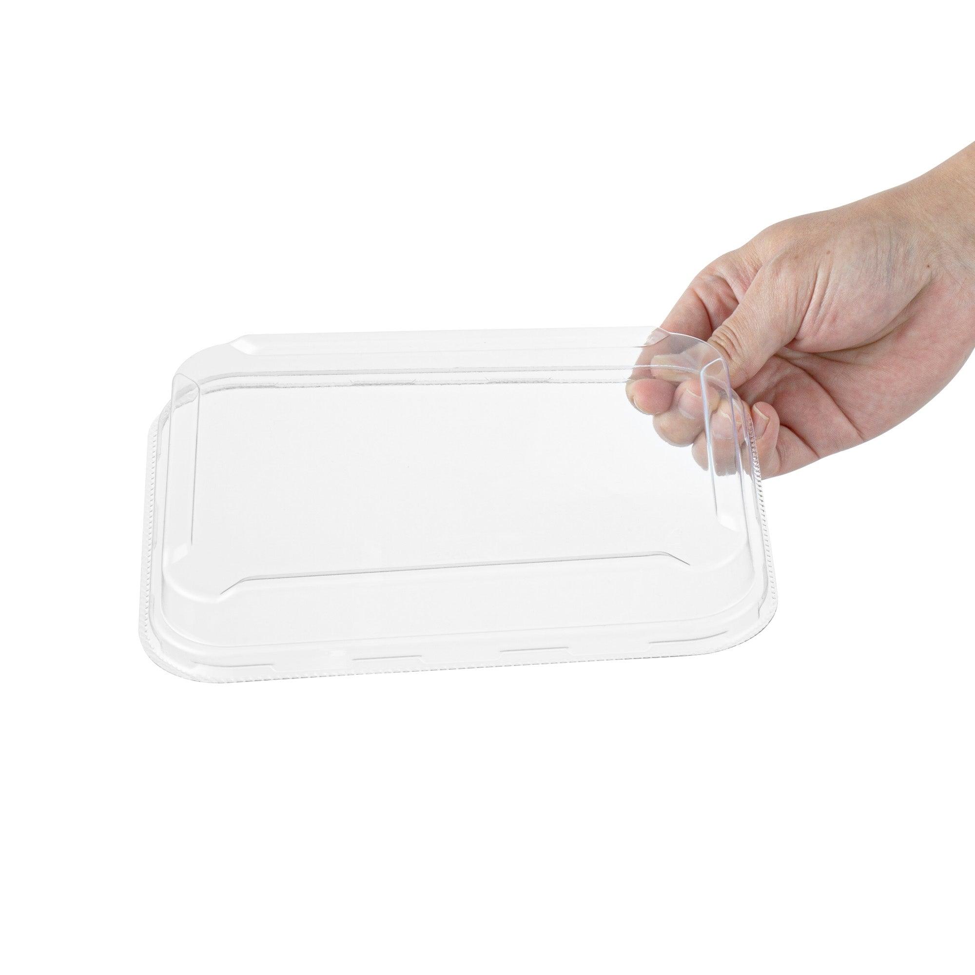 Bio Tek Rectangle Clear Plastic Lid - Fits 44 oz Serving Container - 50 count box