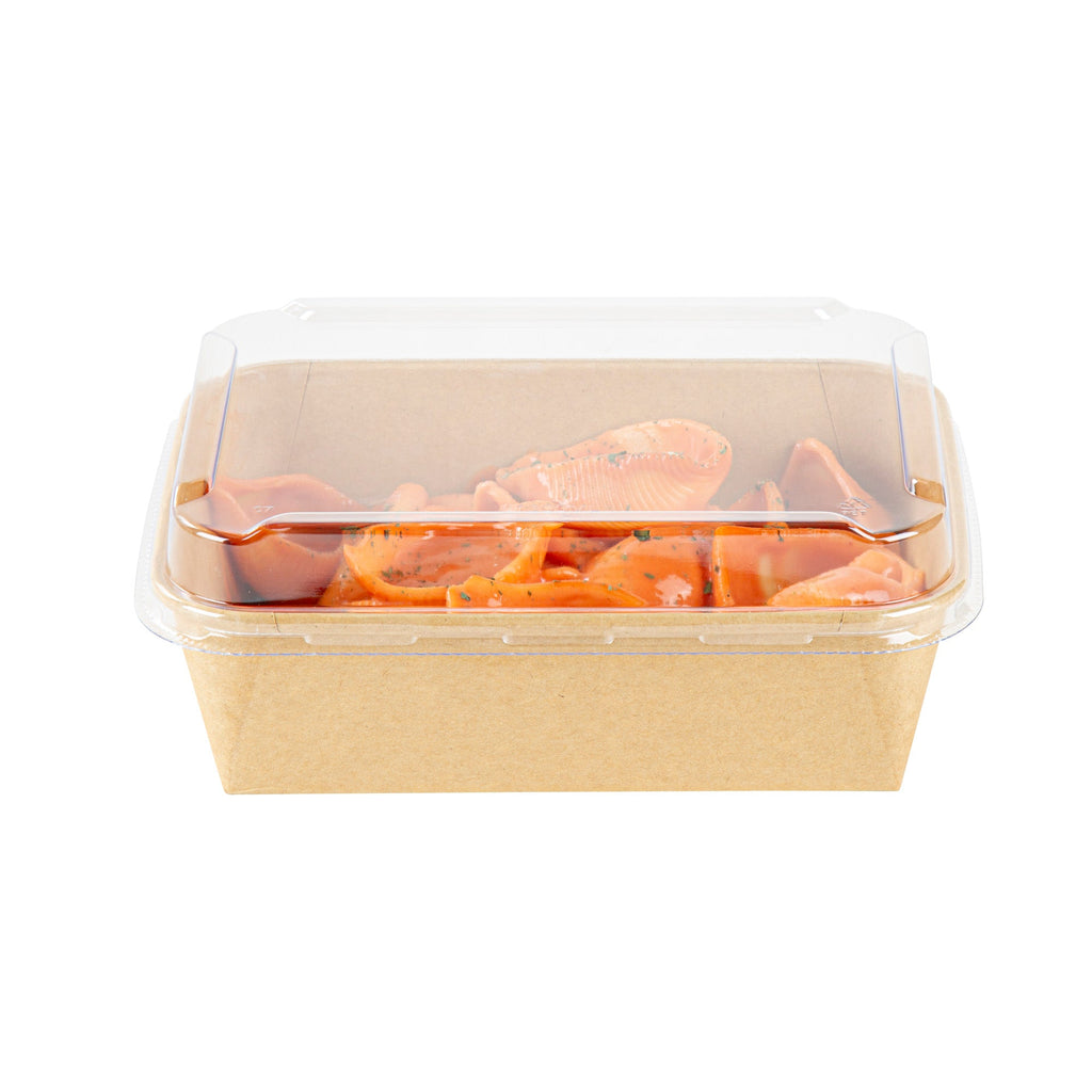 Bio Tek Rectangle Clear Plastic Lid - Fits 44 oz Serving Container - 50 count box