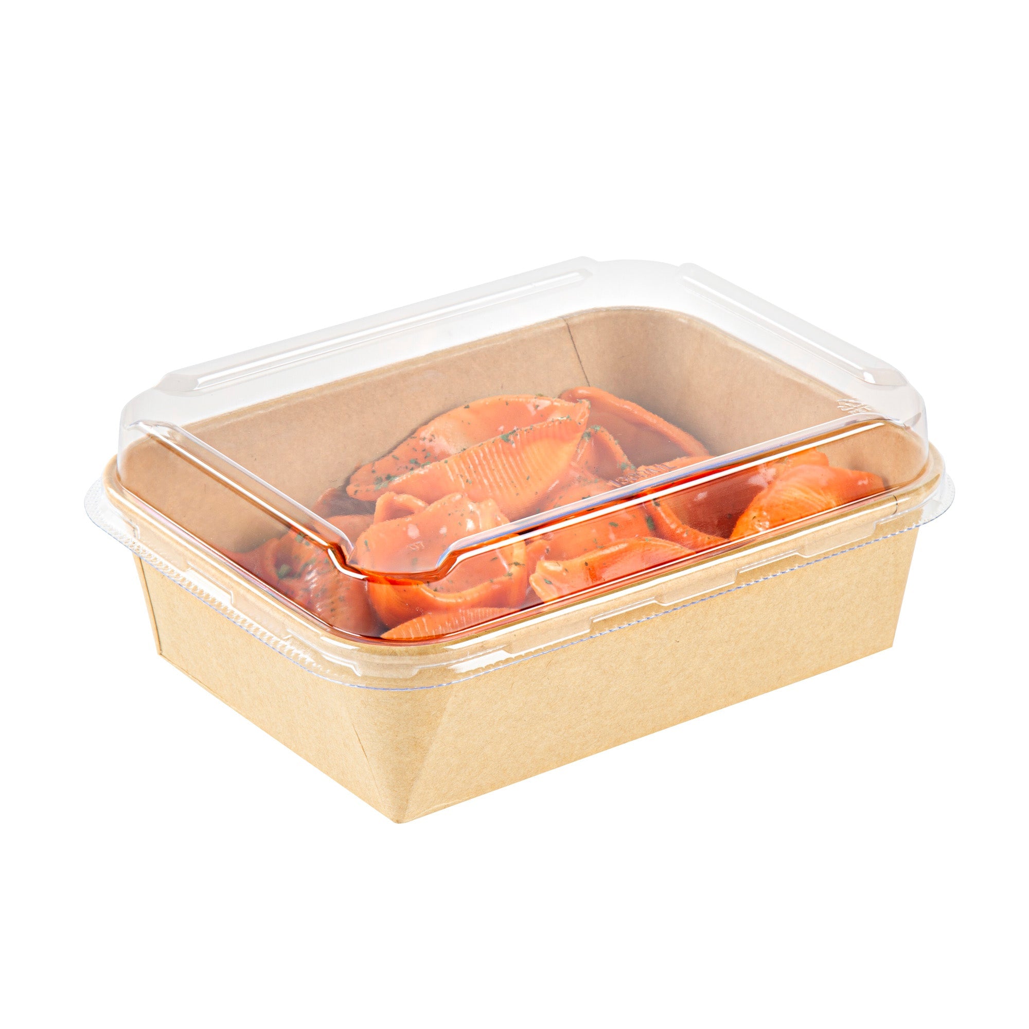 Bio Tek Rectangle Clear Plastic Lid - Fits 44 oz Serving Container - 50 count box