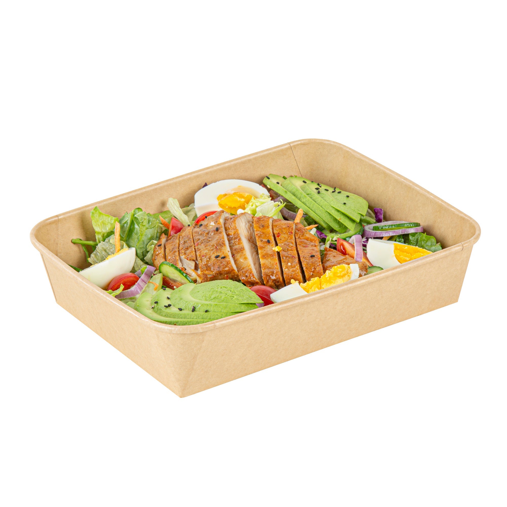 Bio Tek 78 oz Rectangle Kraft Paper Serving Container - 8 3/4" x 6 1/4" x 2 1/4" - 50 count box