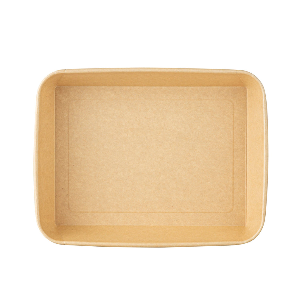 Bio Tek 78 oz Rectangle Kraft Paper Serving Container - 8 3/4" x 6 1/4" x 2 1/4" - 50 count box