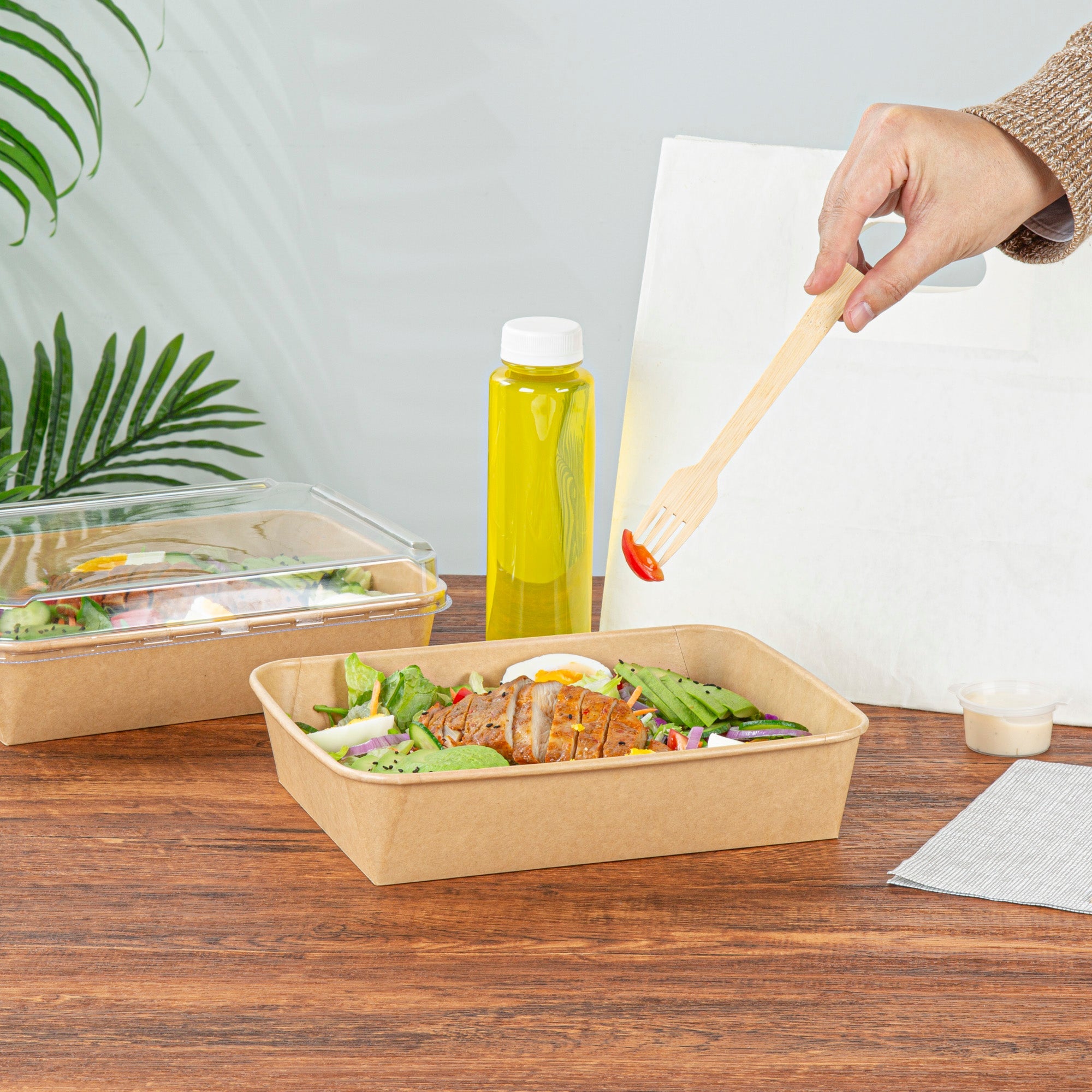 Bio Tek 78 oz Rectangle Kraft Paper Serving Container - 8 3/4" x 6 1/4" x 2 1/4" - 50 count box