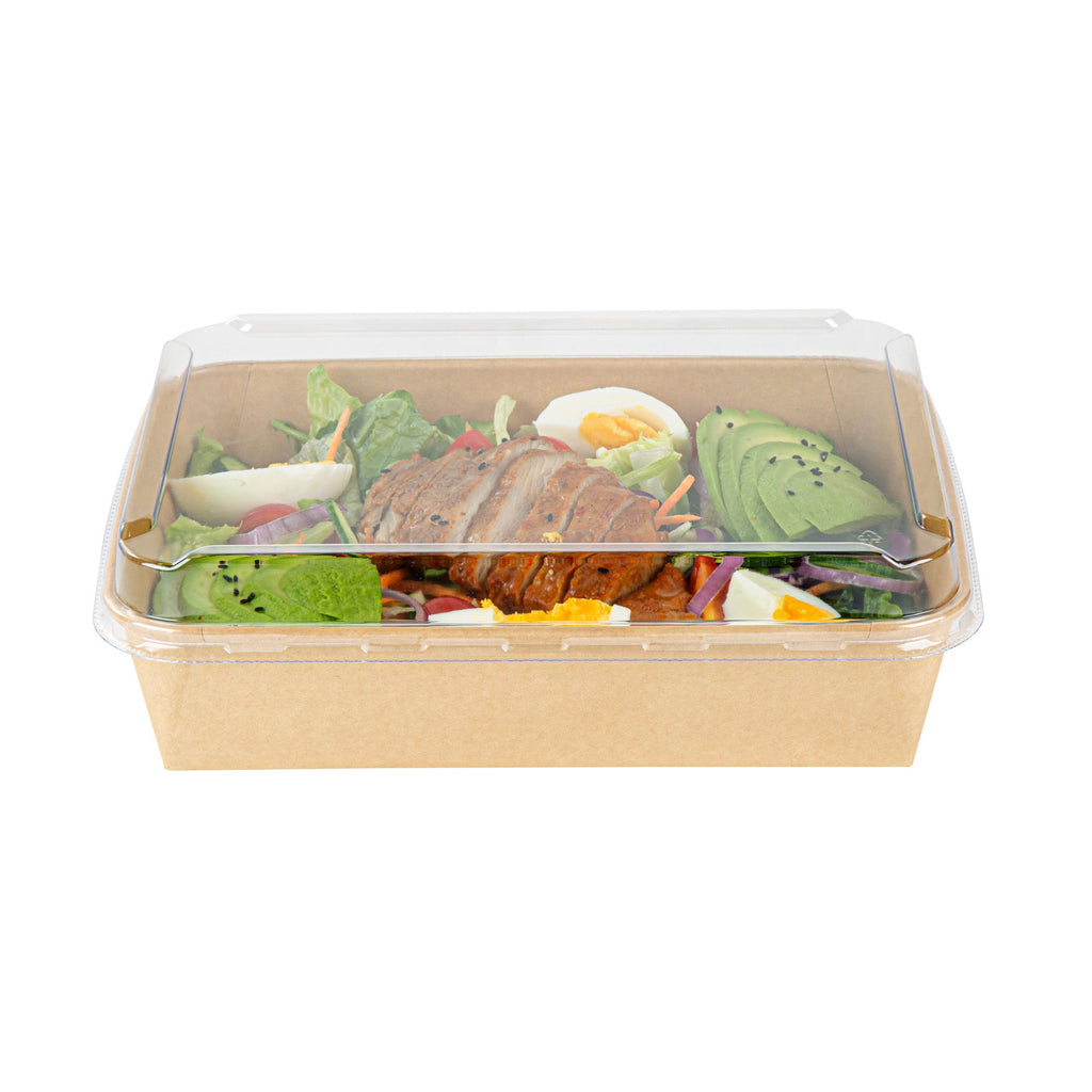 Bio Tek Rectangle Clear Plastic Lid - Fits 78 oz Serving Container - 50 count box