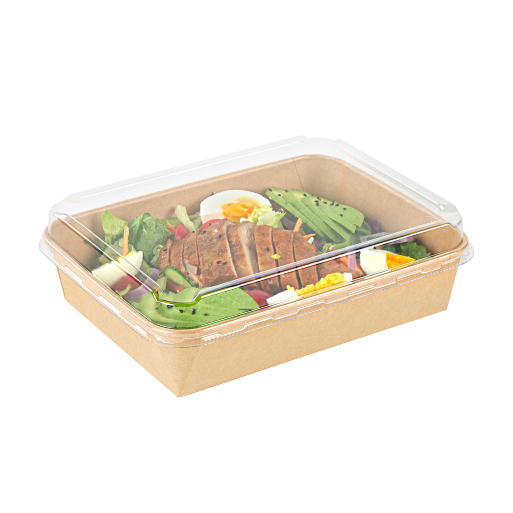 Bio Tek Rectangle Clear Plastic Lid - Fits 78 oz Serving Container - 50 count box
