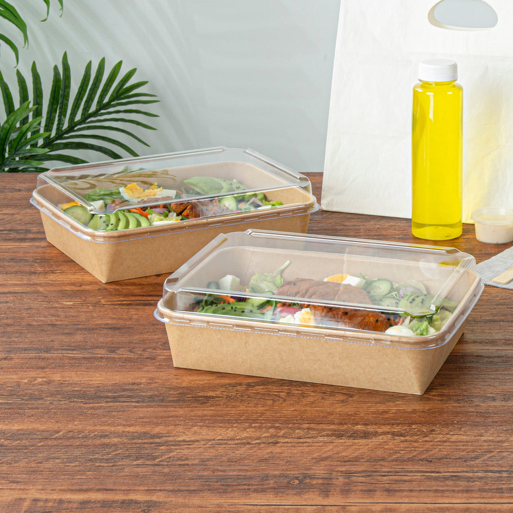 Bio Tek Rectangle Clear Plastic Lid - Fits 78 oz Serving Container - 50 count box