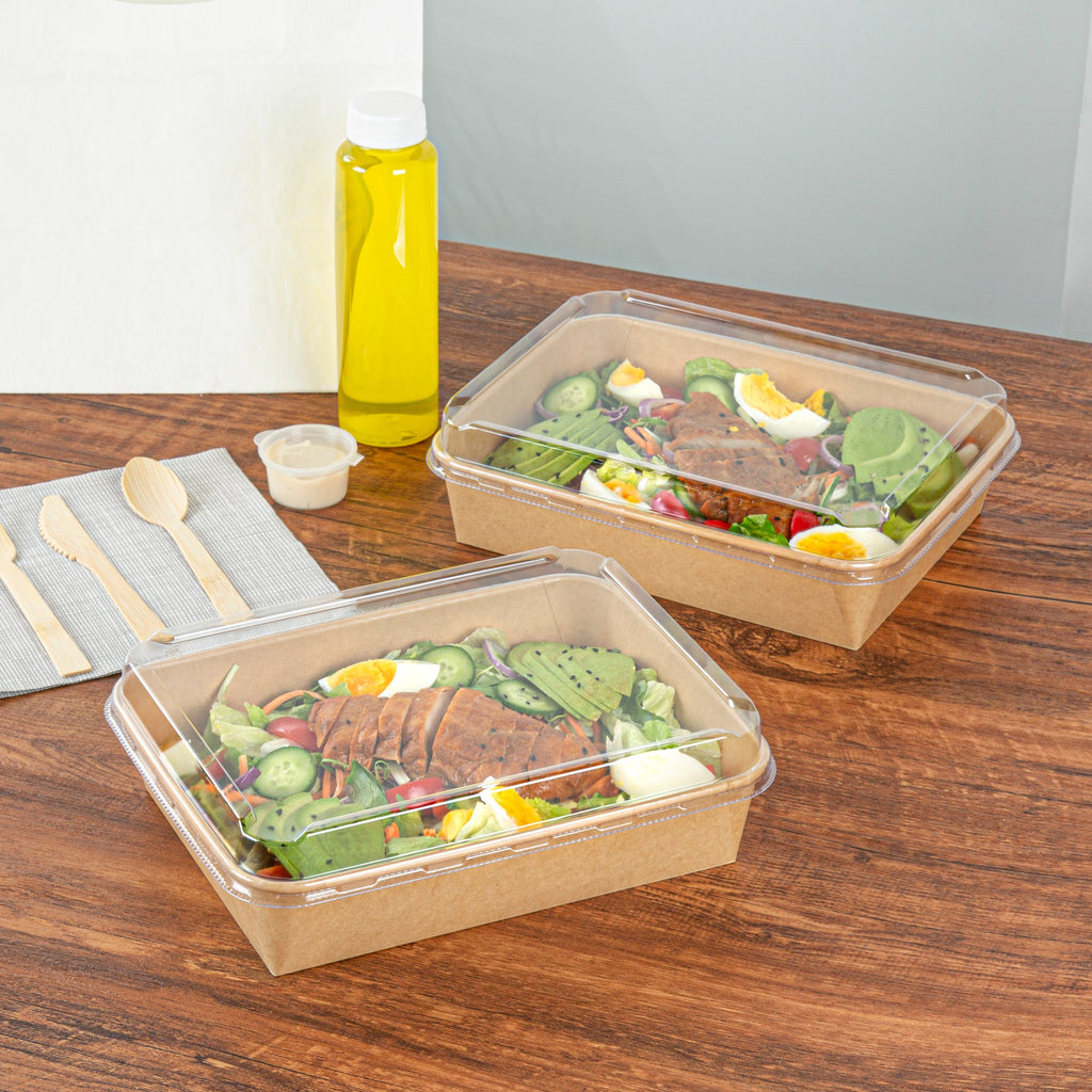 Bio Tek Rectangle Clear Plastic Lid - Fits 78 oz Serving Container - 50 count box