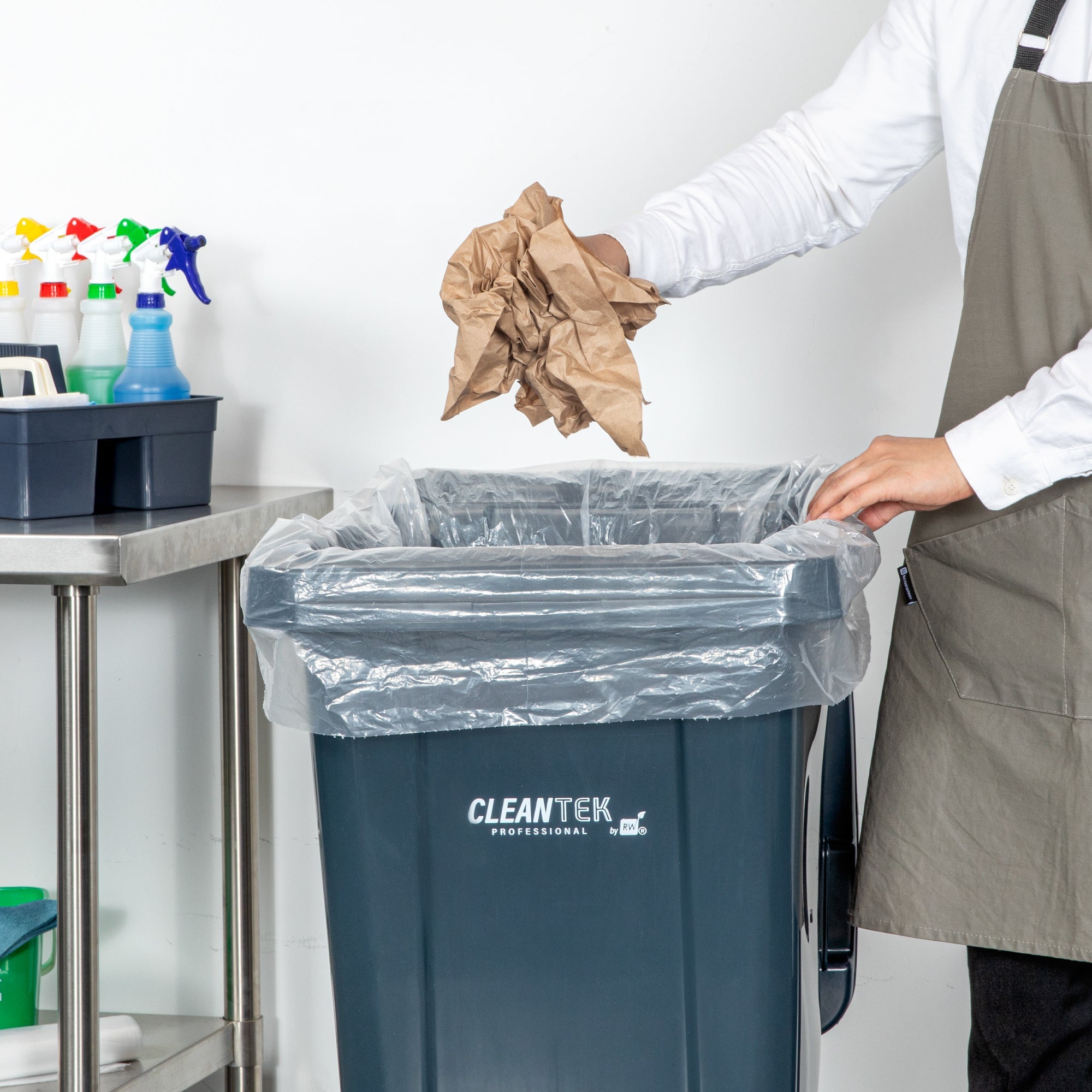 RW Clean 55 gal Clear Plastic Trash Can Liner - Heavy-Duty, 1.5 mil - 38" x 58" - 100 count box