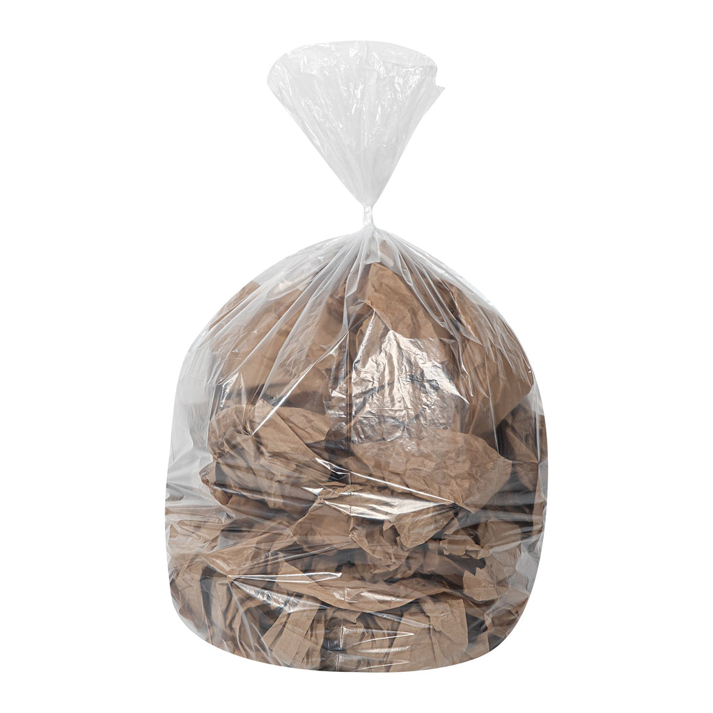 RW Clean 55 gal Clear Plastic Trash Can Liner - Light-Duty, 1 mil - 38" x 58" - 100 count box