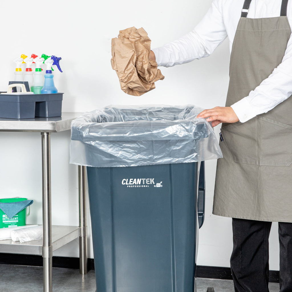 RW Clean 45 gal Clear Plastic Trash Can Liner - Heavy-Duty, 1.5 mil - 40" x 46" - 100 count box