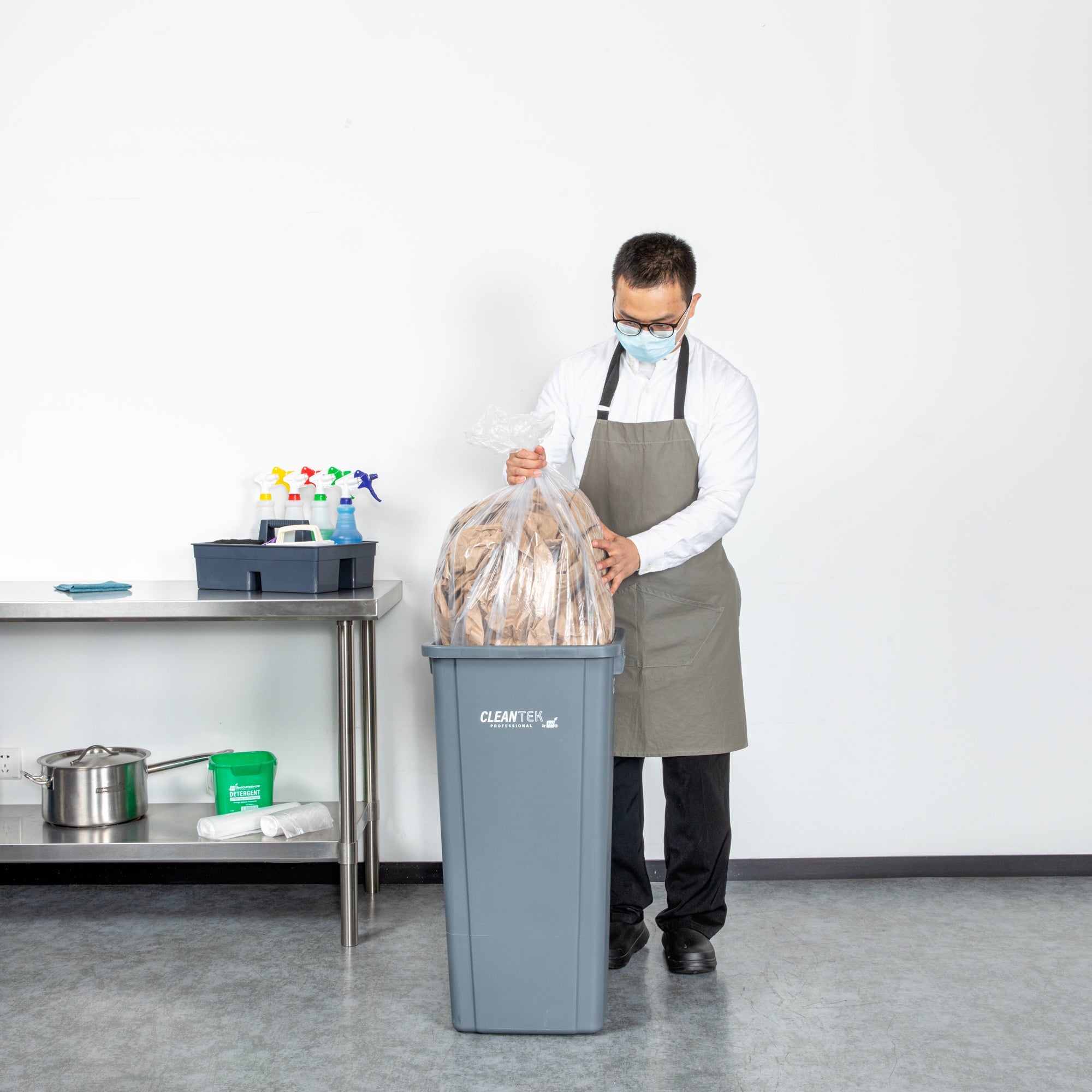 RW Clean 33 gal Clear Plastic Trash Can Liner - Medium-Duty, 1.1 mil - 33" x 39" - 100 count box