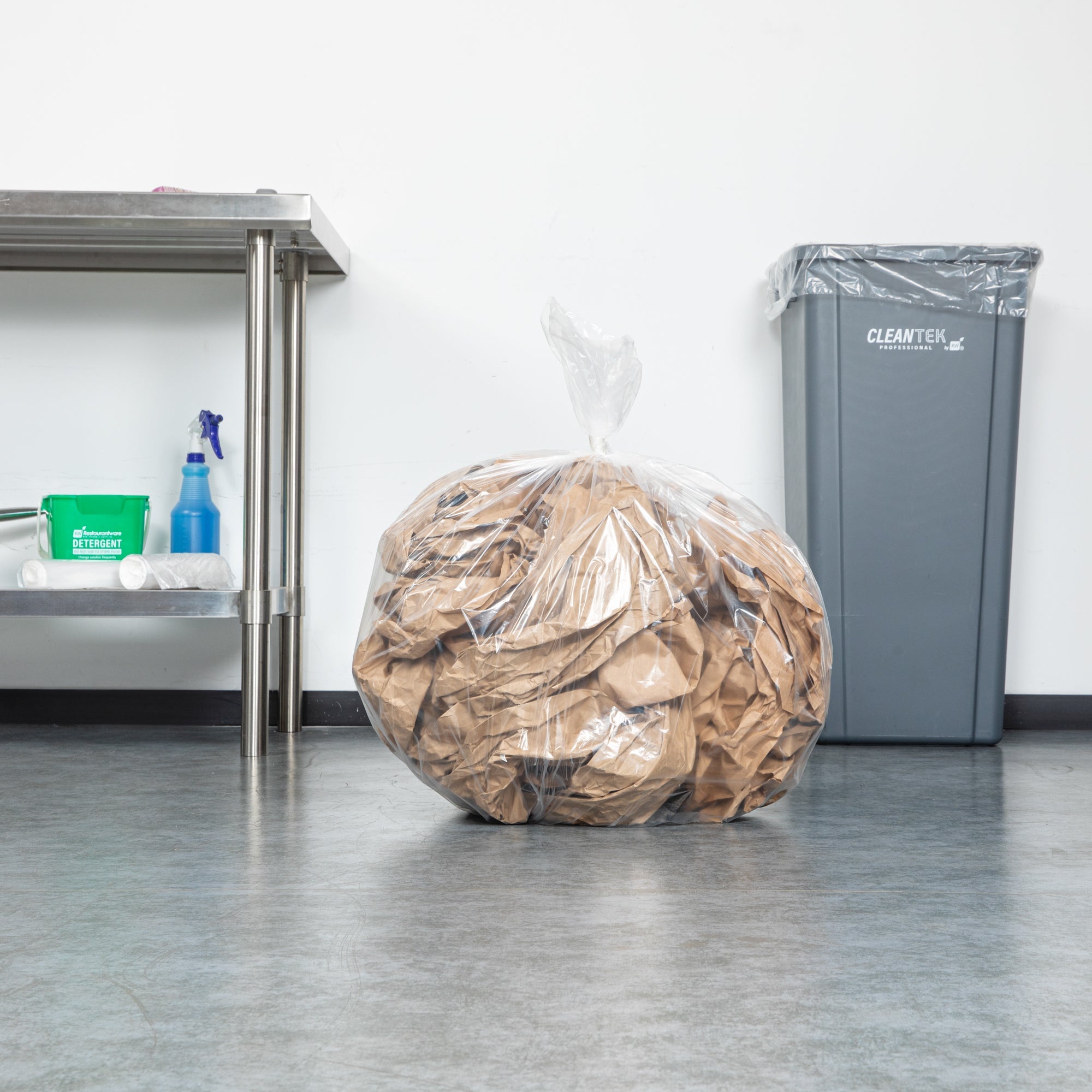 RW Clean 20 gal Clear Plastic Trash Can Liner - Standard-Duty, 0.7 mil - 30" x 36" - 200 count box