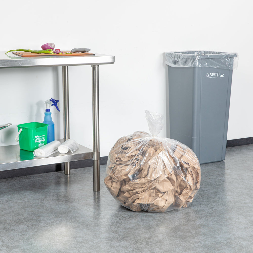 RW Clean 20 gal Clear Plastic Trash Can Liner - Standard-Duty, 0.7 mil - 30" x 36" - 200 count box