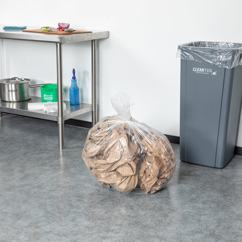 RW Clean 20 gal Clear Plastic Trash Can Liner - Standard-Duty, 0.7 mil - 30" x 36" - 200 count box