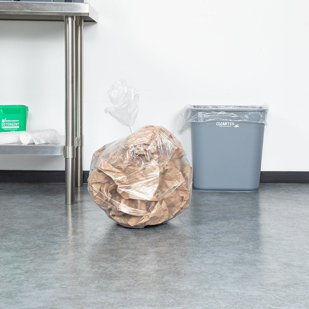 RW Clean 13 gal Clear Plastic Trash Can Liner - Light-Duty, 6 micron - 24" x 33" - 1000 count box