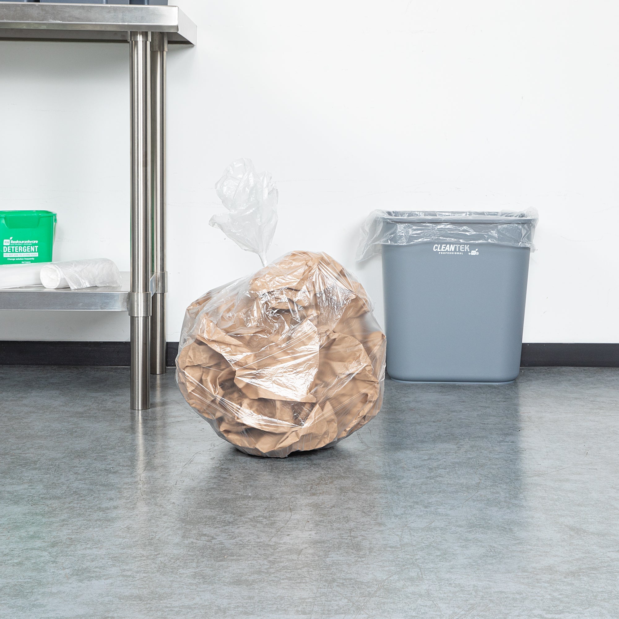RW Clean 13 gal Clear Plastic Trash Can Liner - Light-Duty, 6 micron - 24" x 33" - 1000 count box
