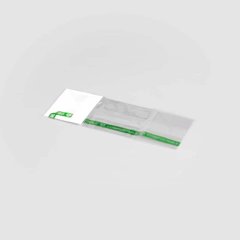 Basic Nature Clear Plastic Gusset Bag - Compostable, Paper Insert, Heat Sealable - 2" x 1 1/2" x 5" - 100 count box