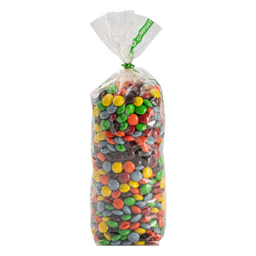 Basic Nature Clear Plastic Gusset Bag - Compostable, Paper Insert, Heat Sealable - 2" x 2" x 8 1/4" - 100 count box