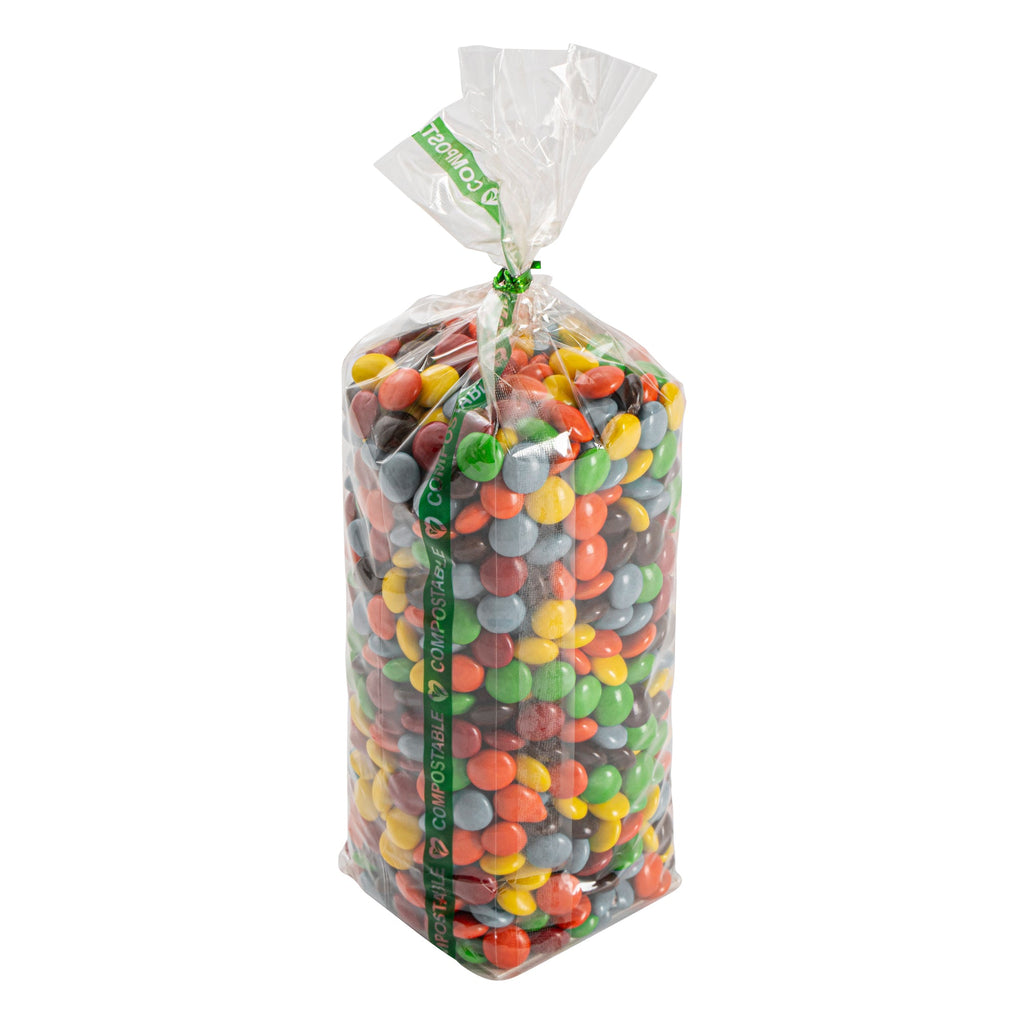 Basic Nature Clear Plastic Gusset Bag - Compostable, Paper Insert, Heat Sealable - 2" x 2" x 8 1/4" - 100 count box