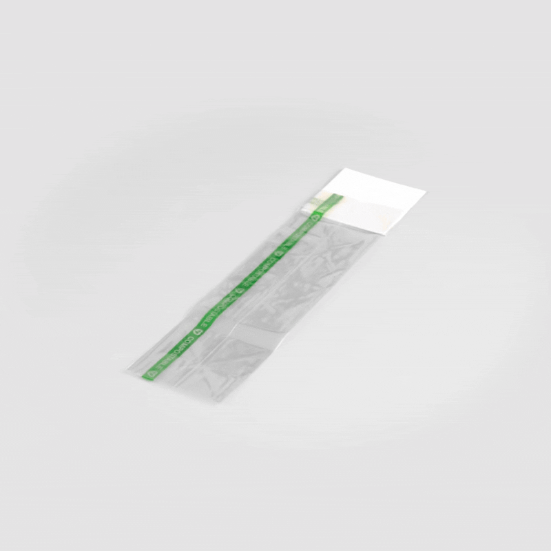Basic Nature Clear Plastic Gusset Bag - Compostable, Paper Insert, Heat Sealable - 2" x 2" x 8 1/4" - 100 count box