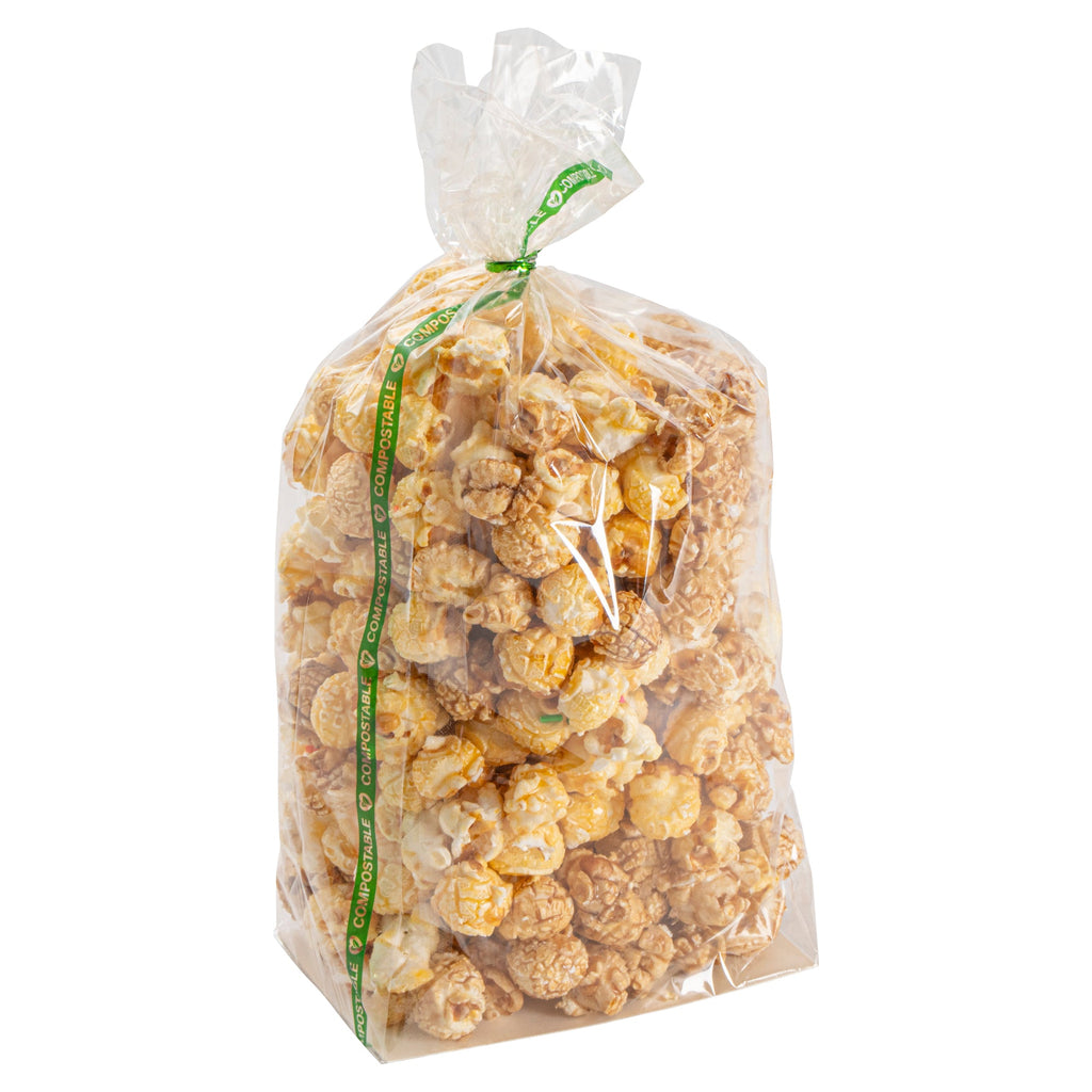 Basic Nature Clear Plastic Gusset Bag - Compostable, Paper Insert, Heat Sealable - 5" x 3" x 12" - 100 count box