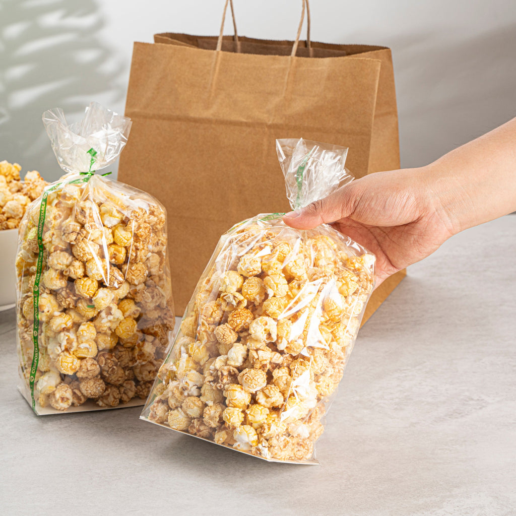 Basic Nature Clear Plastic Gusset Bag - Compostable, Paper Insert, Heat Sealable - 5" x 3" x 12" - 100 count box