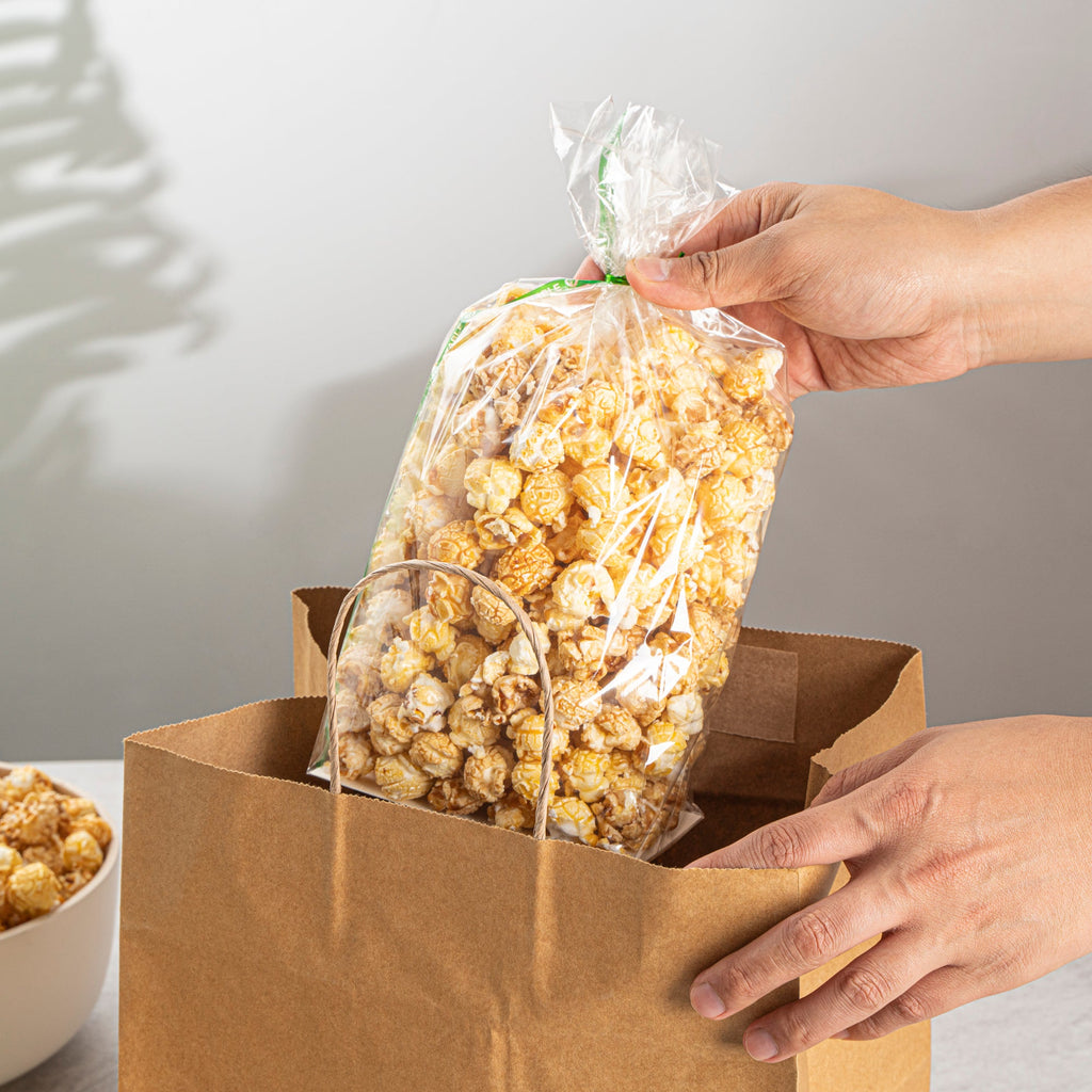 Basic Nature Clear Plastic Gusset Bag - Compostable, Paper Insert, Heat Sealable - 5" x 3" x 12" - 100 count box