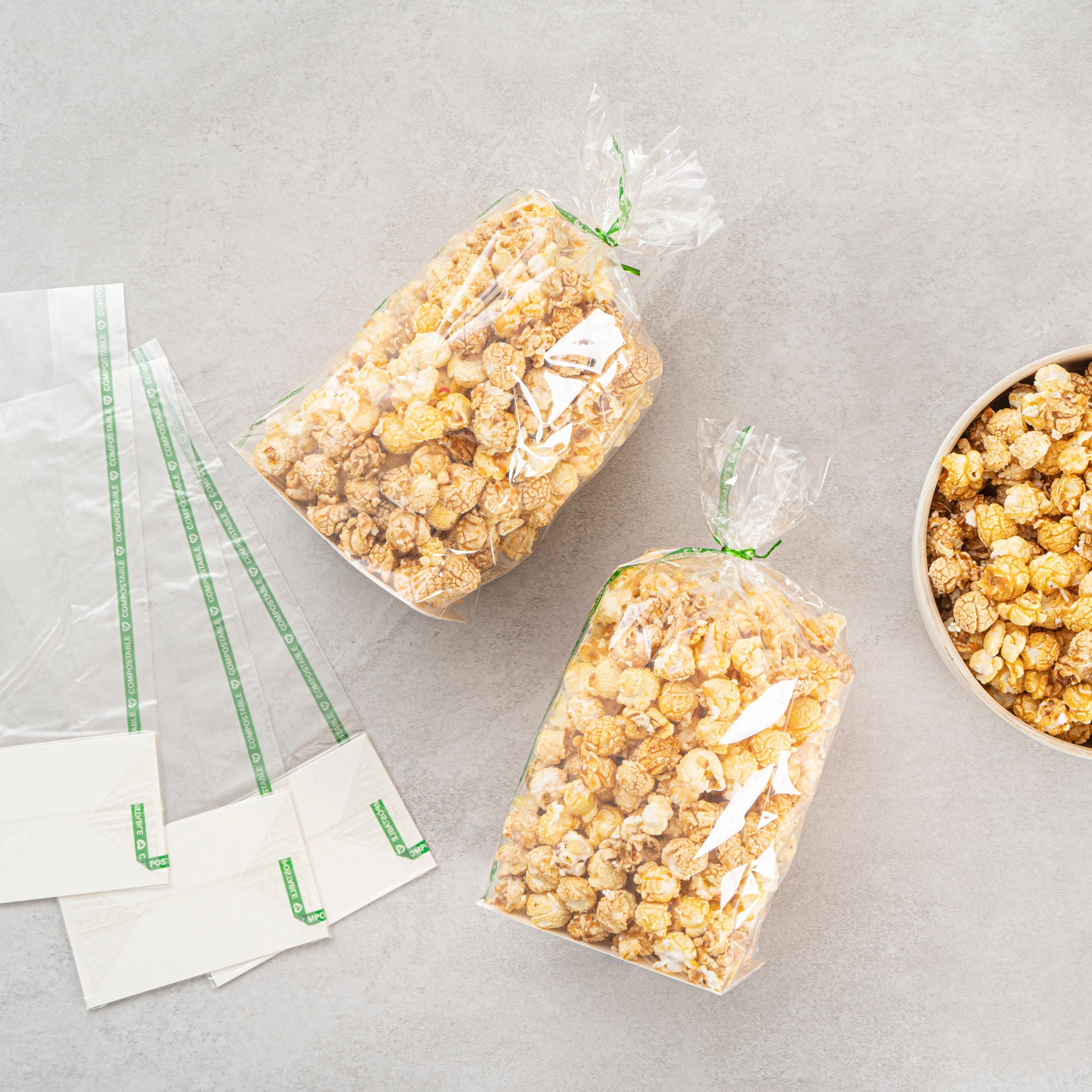 Basic Nature Clear Plastic Gusset Bag - Compostable, Paper Insert, Heat Sealable - 5" x 3" x 12" - 100 count box