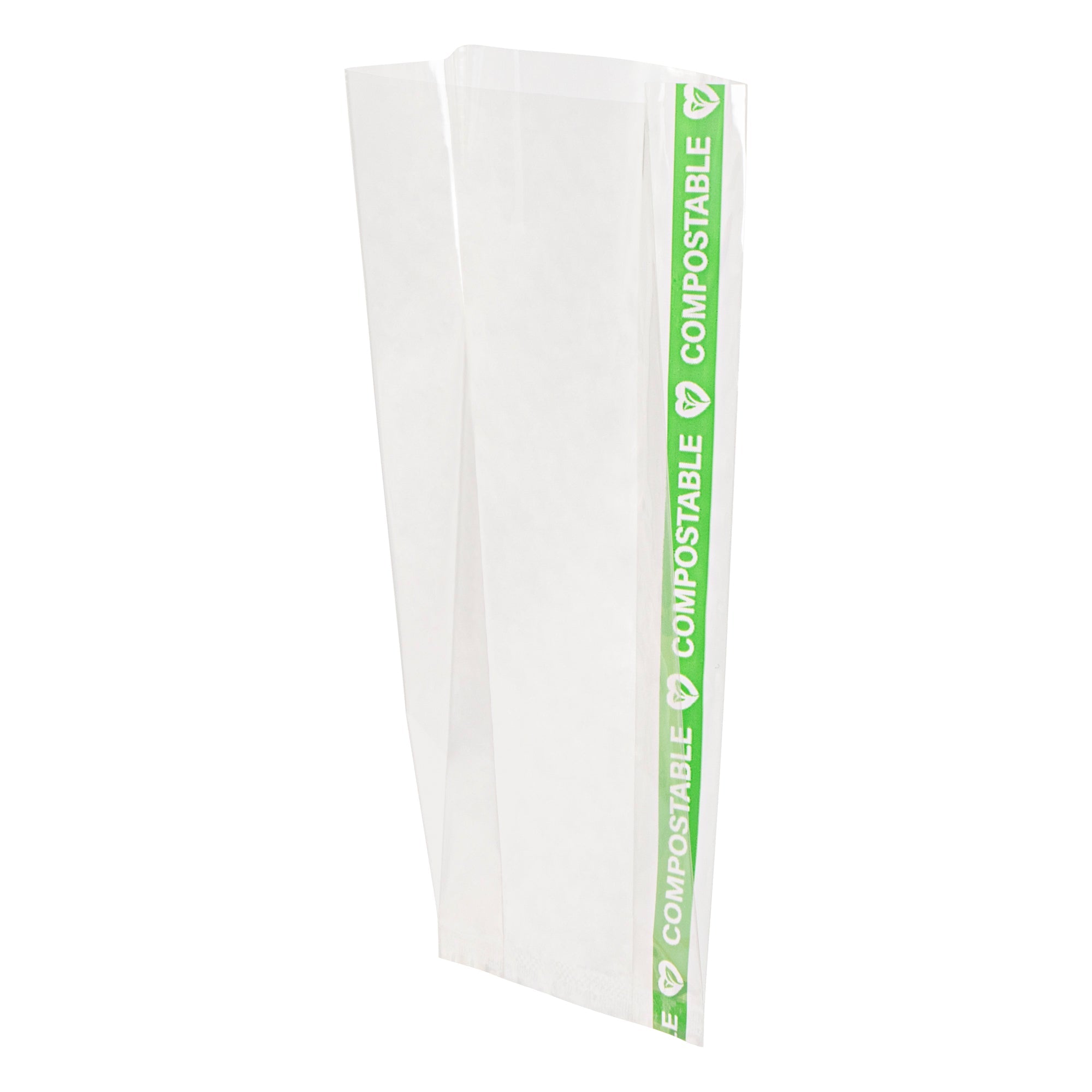 Basic Nature Clear Plastic Gusset Bag - Compostable, High Clarity, Heat Sealable - 2" x 1" x 5" - 100 count box