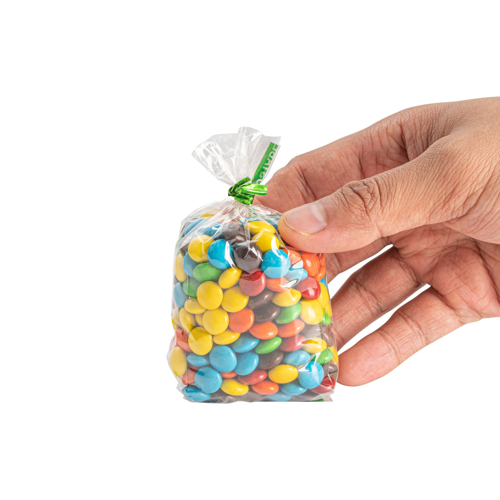 Basic Nature Clear Plastic Gusset Bag - Compostable, High Clarity, Heat Sealable - 2" x 1" x 5" - 100 count box