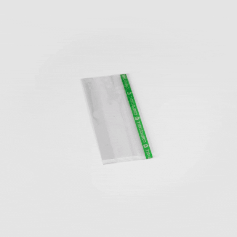 Basic Nature Clear Plastic Gusset Bag - Compostable, High Clarity, Heat Sealable - 2" x 1" x 5" - 100 count box
