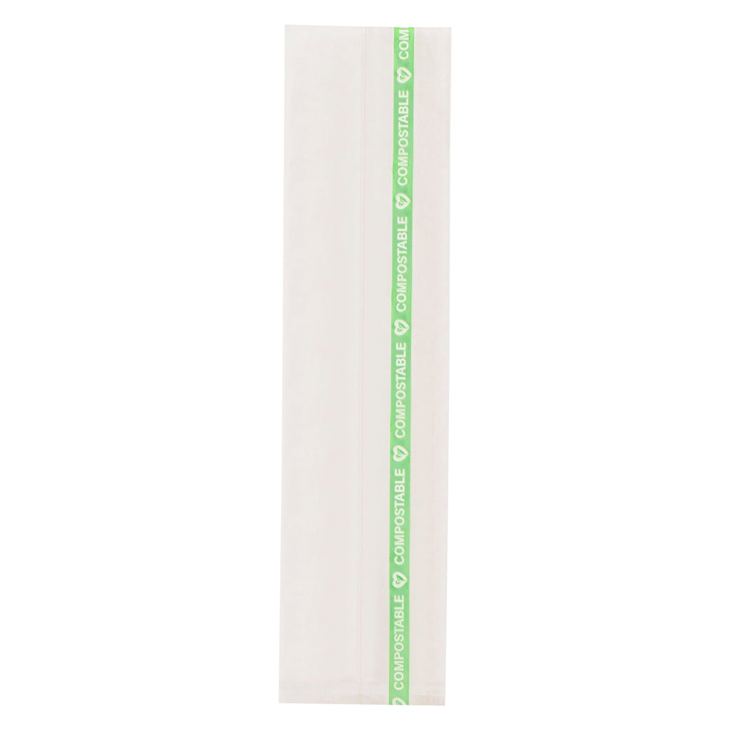 Basic Nature Clear Plastic Gusset Bag - Compostable, High Clarity, Heat Sealable - 2" x 2" x 8 1/4" - 100 count box