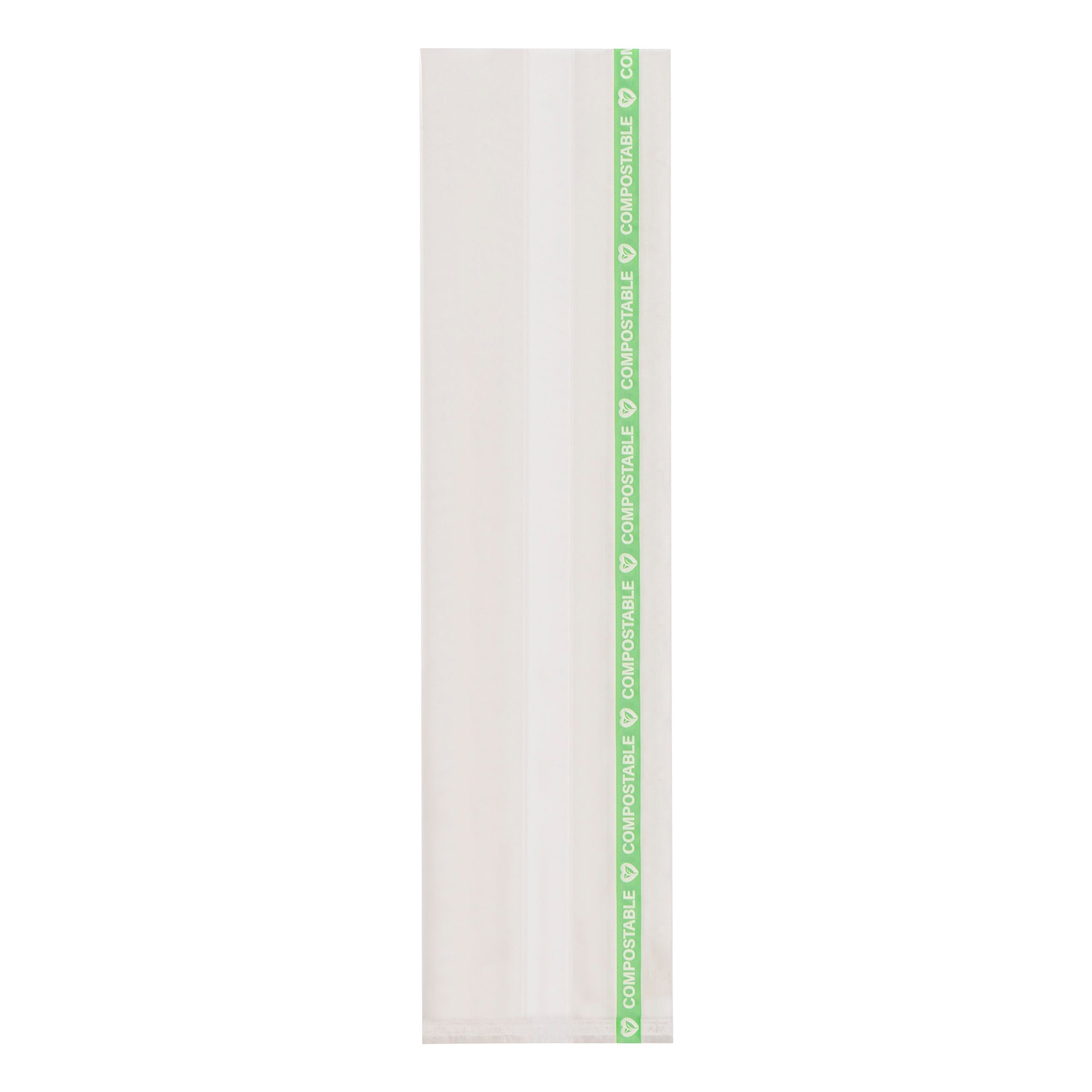 Basic Nature Clear Plastic Gusset Bag - Compostable, High Clarity, Heat Sealable - 2 1/2" x 2" x 9 3/4" - 100 count box