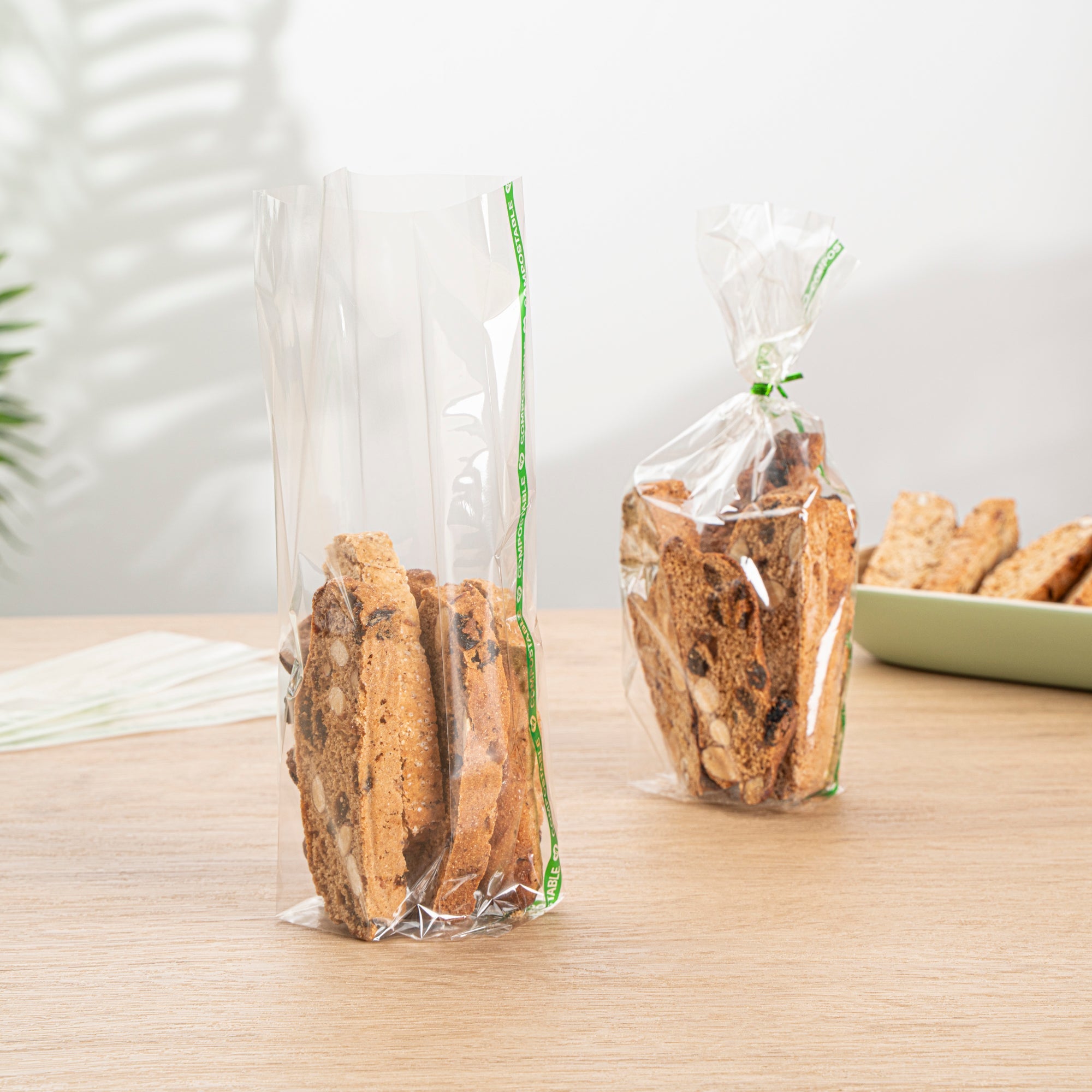 Basic Nature Clear Plastic Gusset Bag - Compostable, High Clarity, Heat Sealable - 2 1/2" x 2" x 9 3/4" - 100 count box