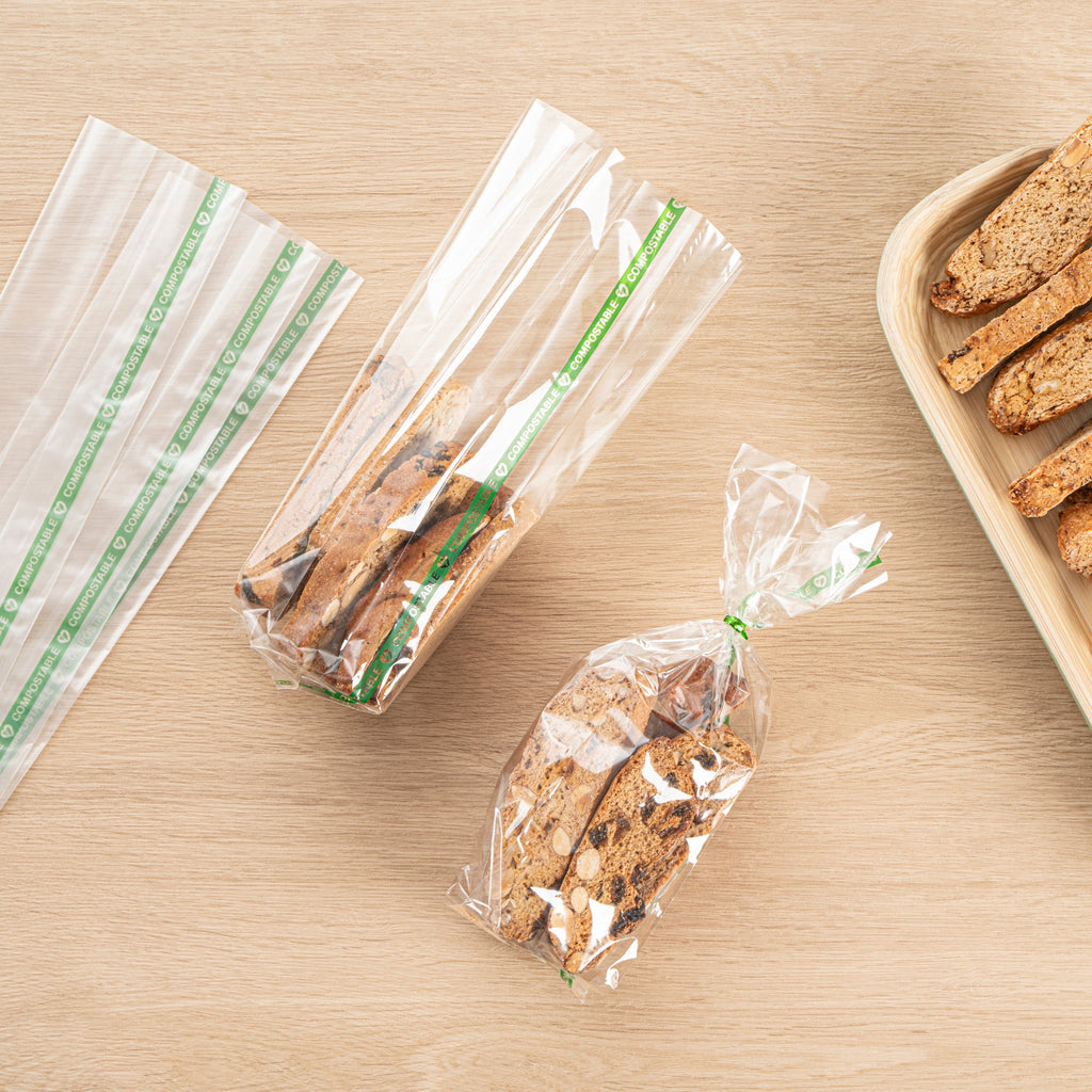 Basic Nature Clear Plastic Gusset Bag - Compostable, High Clarity, Heat Sealable - 2 1/2" x 2" x 9 3/4" - 100 count box