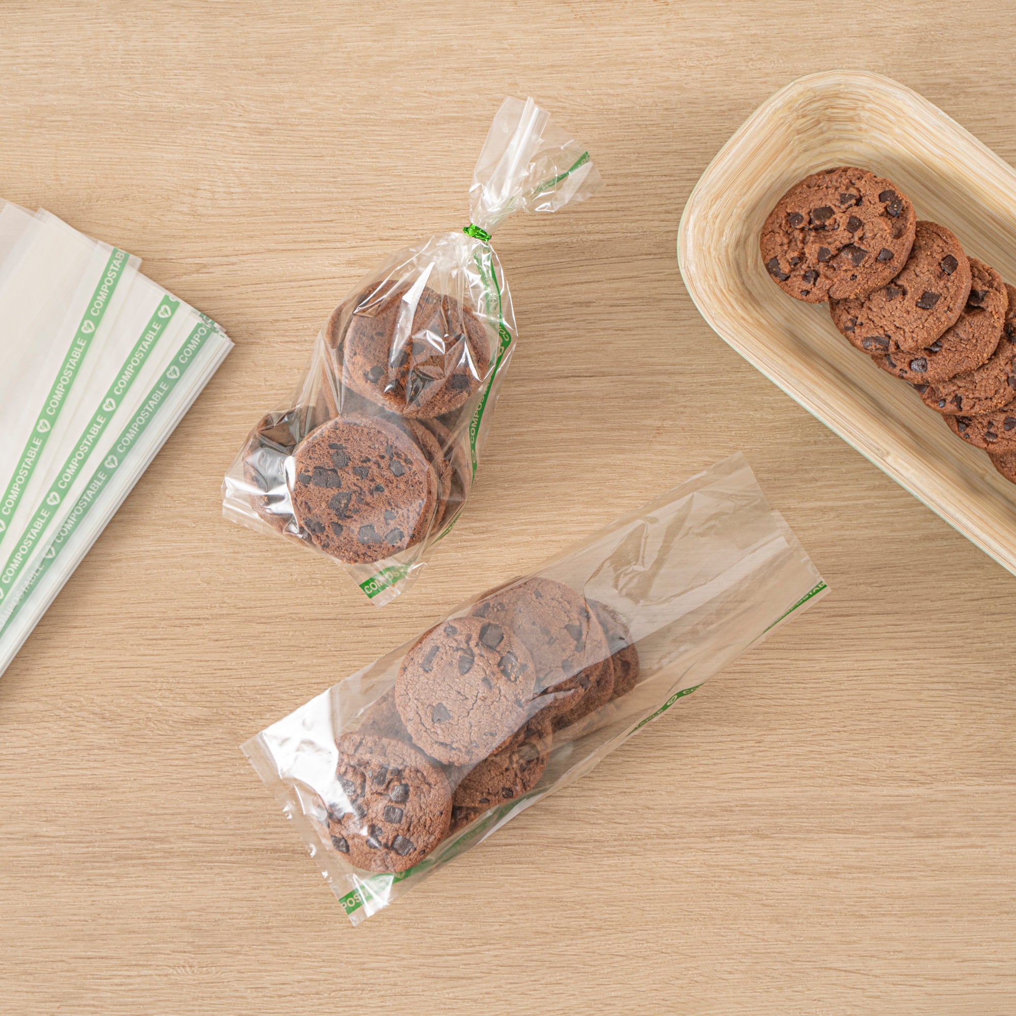 Basic Nature Clear Plastic Gusset Bag - Compostable, High Clarity, Heat Sealable - 3" x 1 1/4" x 8 1/4" - 100 count box