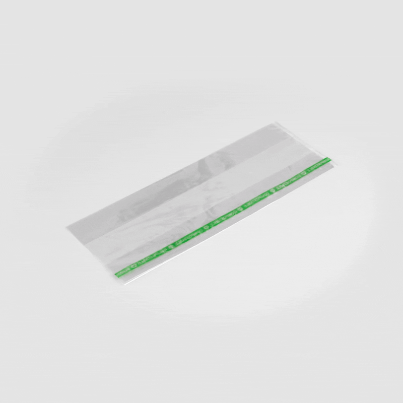 Basic Nature Clear Plastic Gusset Bag - Compostable, High Clarity, Heat Sealable - 3 1/2" x 2 1/4" x 9 3/4" - 100 count box