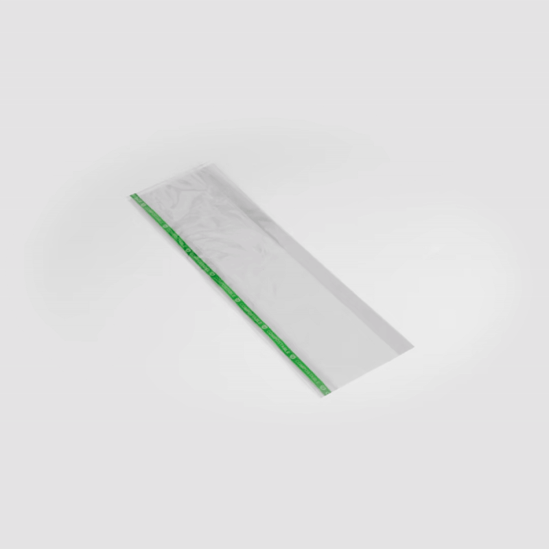Basic Nature Clear Plastic Gusset Bag - Compostable, High Clarity, Heat Sealable - 3 3/4" x 1 1/4" x 12" - 100 count box