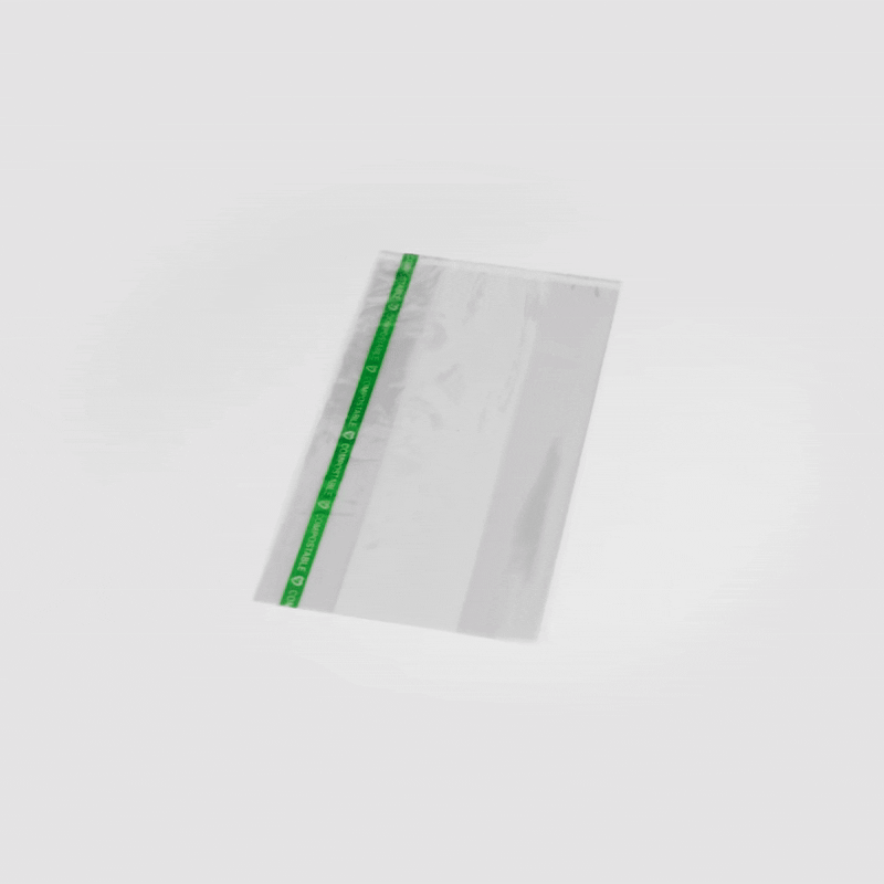 Basic Nature Clear Plastic Gusset Bag - Compostable, High Clarity, Heat Sealable - 4" x 2 1/4" x 8" - 100 count box